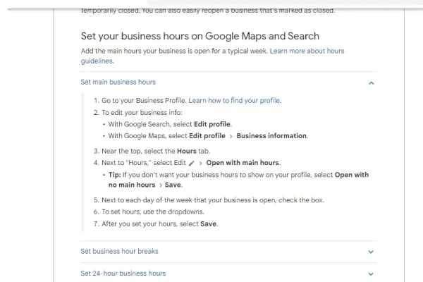 set your business hours google business profile