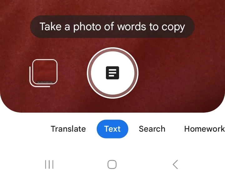 Google lens text take a photo of words to copy image