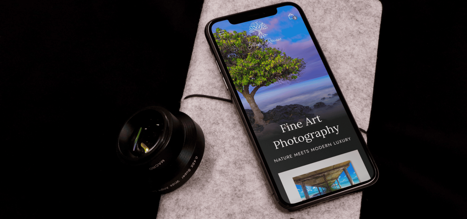 Alexia Rousse Photography website design mockup on iphone