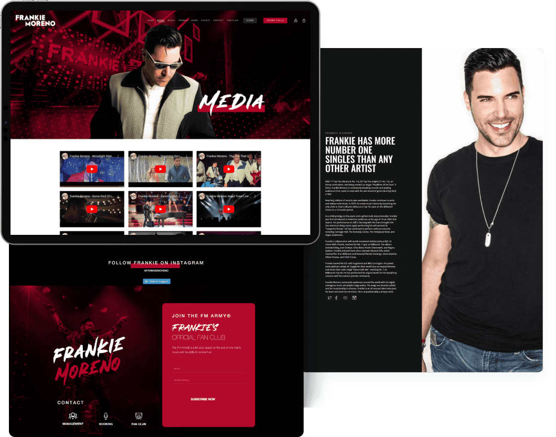 Frankie Moreno web design portfolio mockup on an ipad