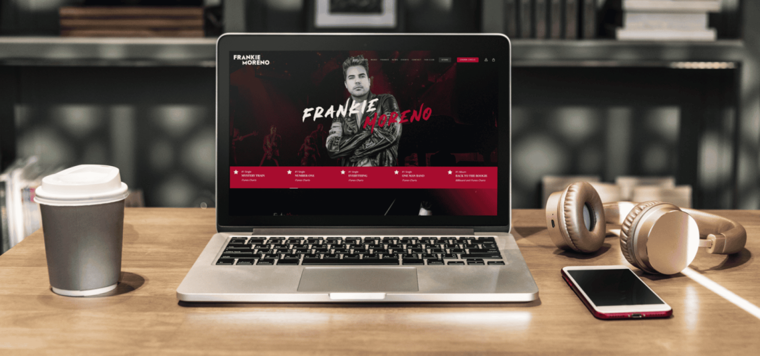 Frankie Moreno web design portfolio mockup on a laptop