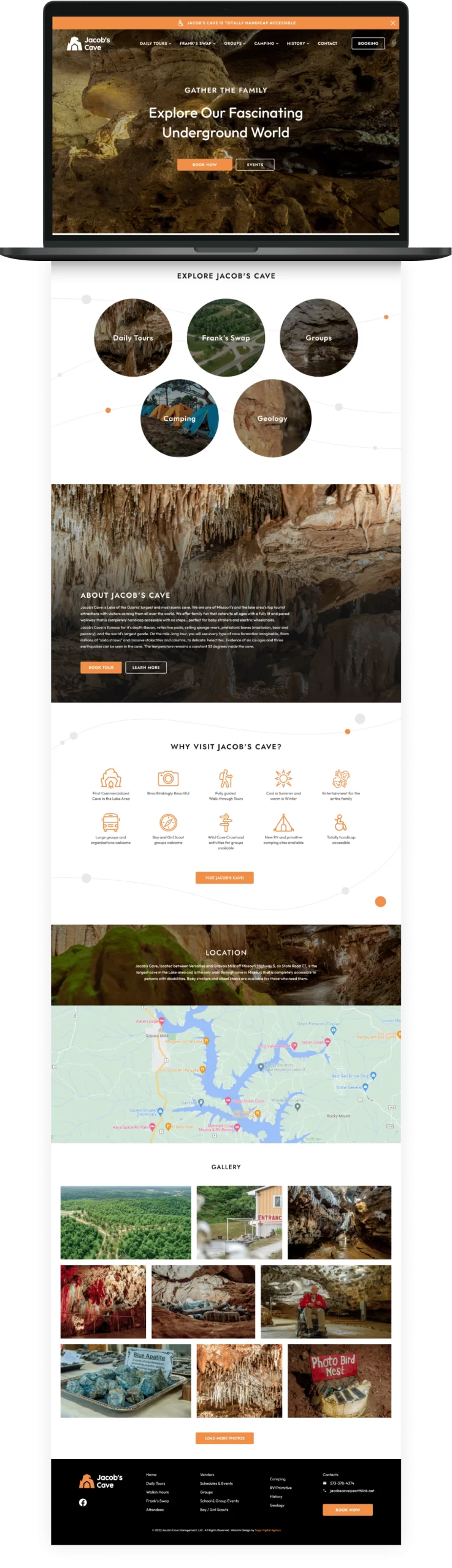 Jacob's Cave web design portfolio mockup page