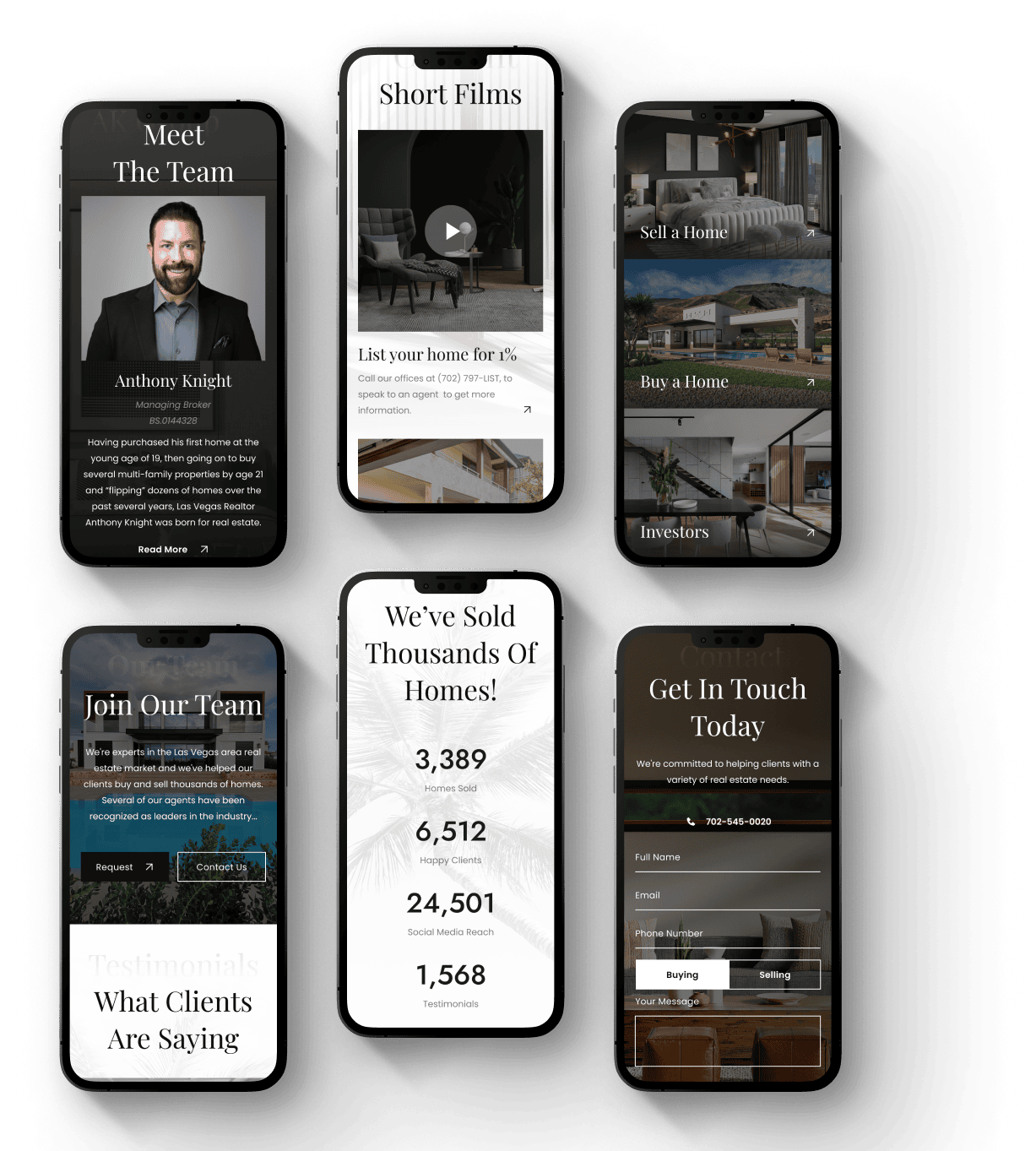 Knight Real Estate web design mockup on phones