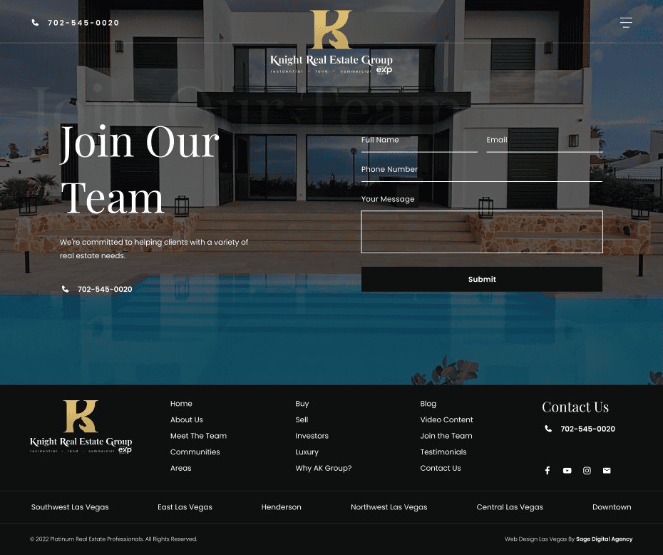 Knight Real Estate web design mockup page
