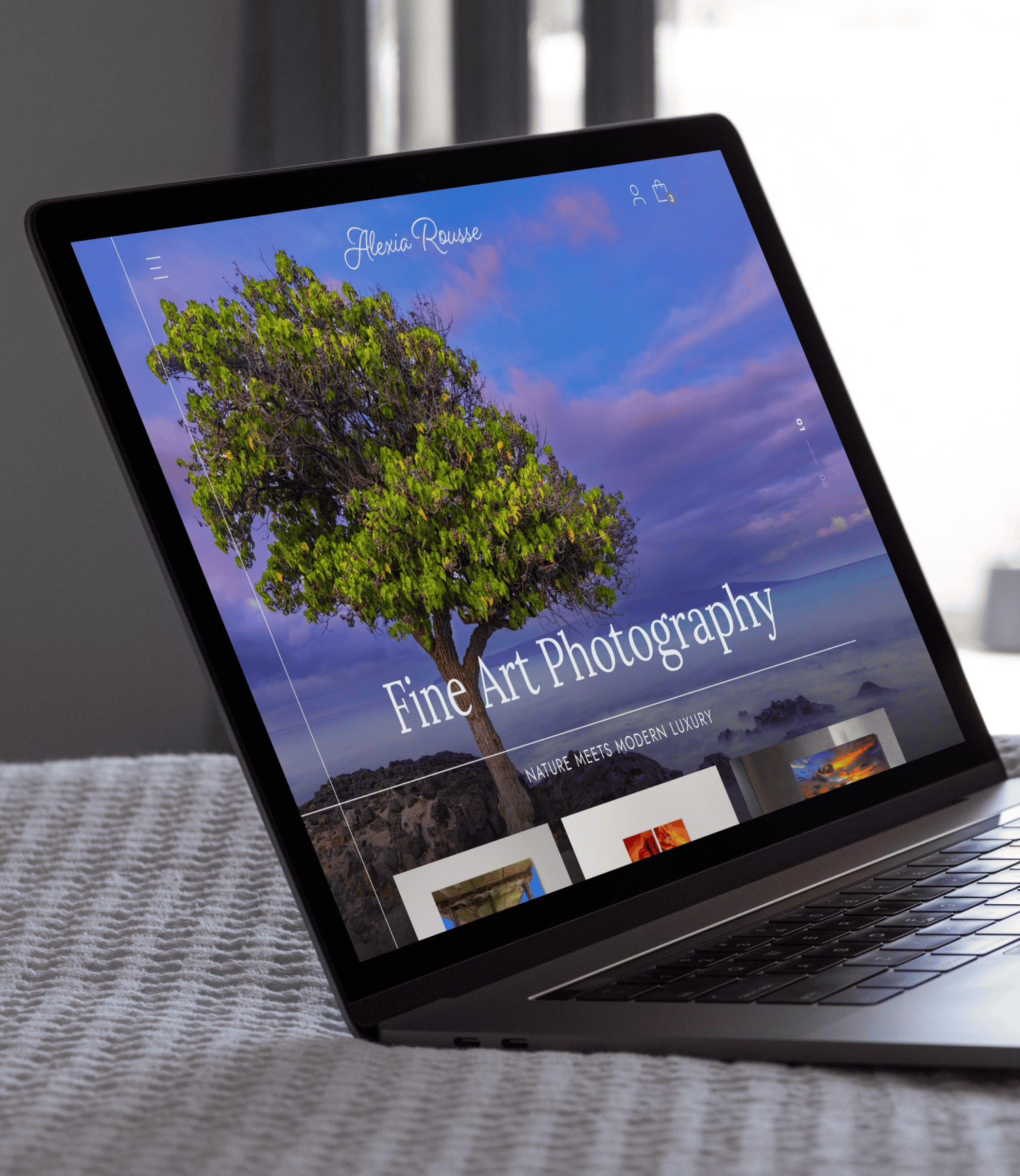 Portfolio web design mockup on a laptop