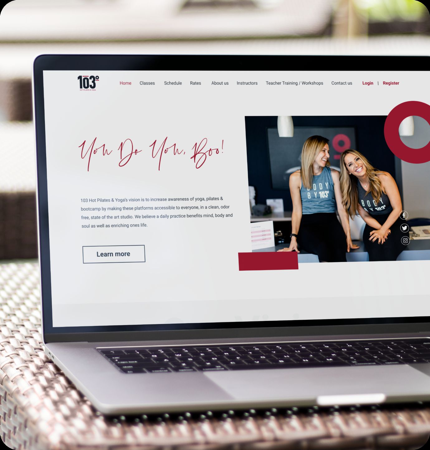 103yoga portfolio web design mockup on a laptop