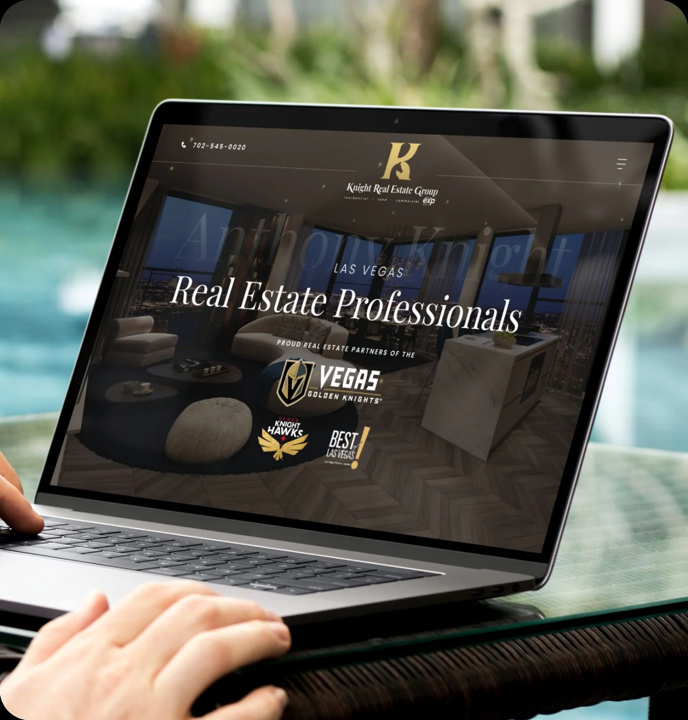knight realty portfolio web design mockup on a laptop