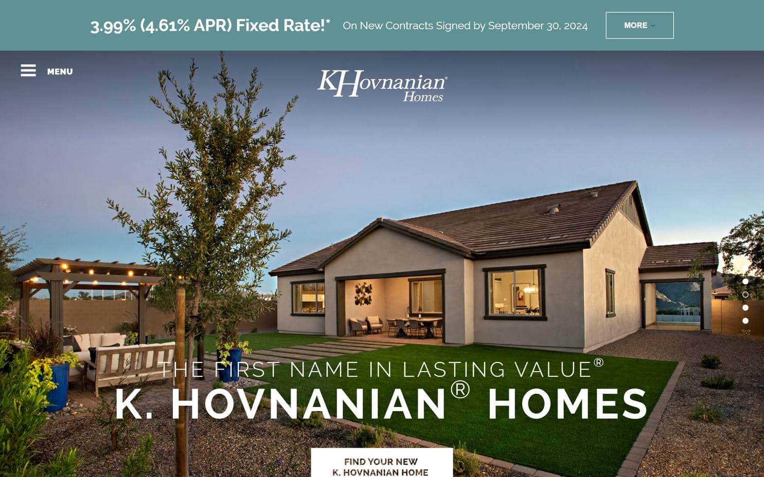 A contemporary house on K. Hovnanian Homes' website