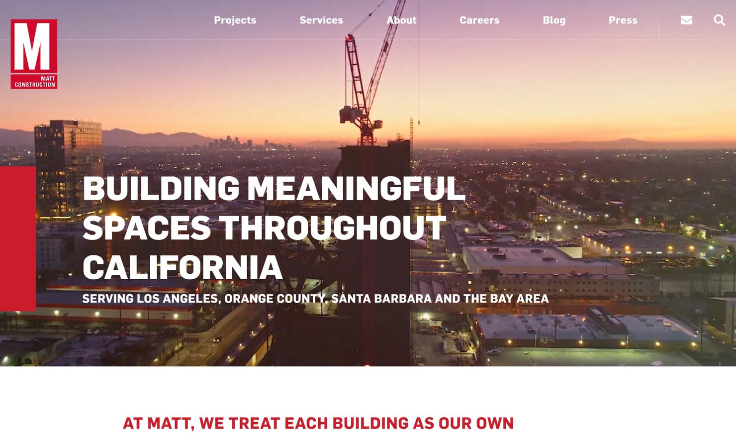 Top construction website MATT Construction