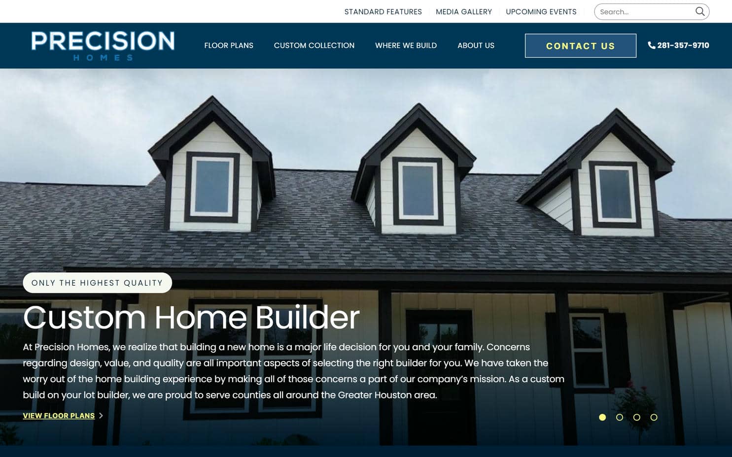 Custom home builder website Precision Homes