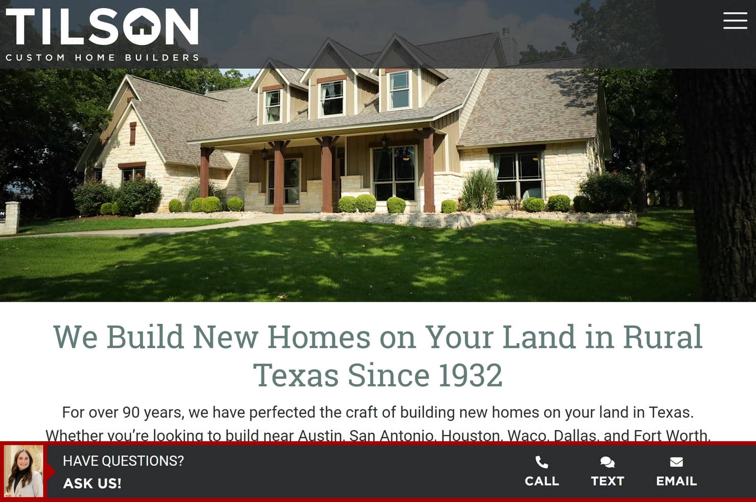 Tilson Homes' custom home builder website