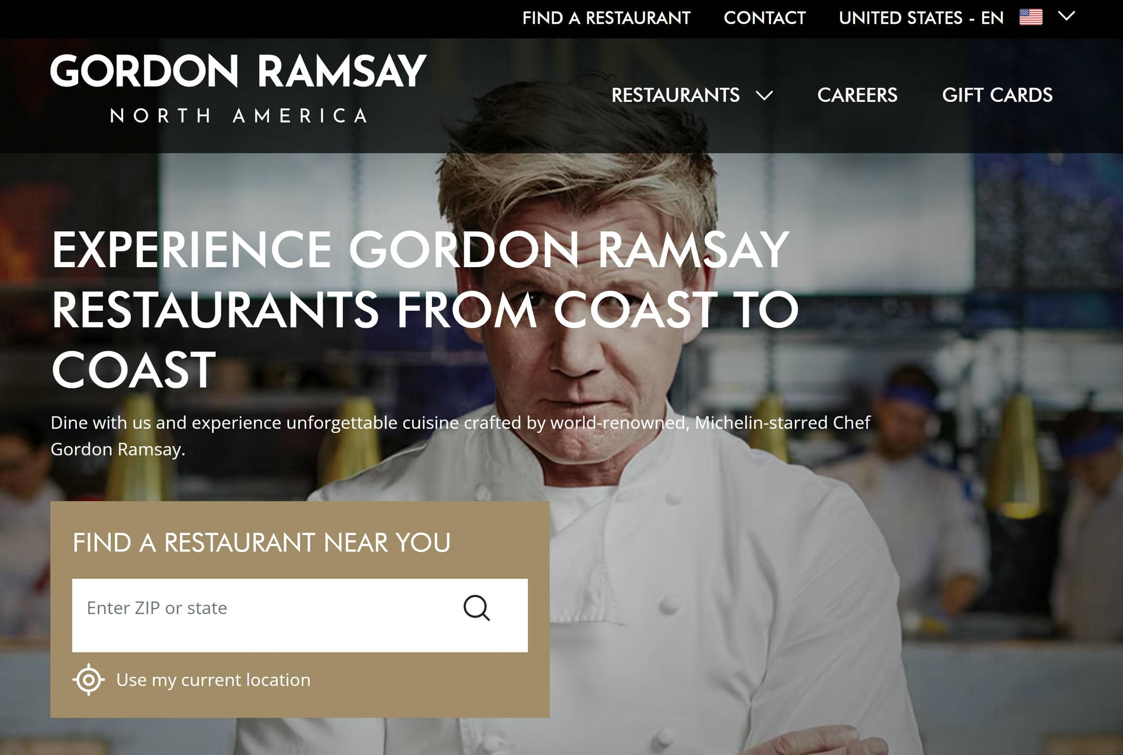 Gordon Ramsay Restaurants website design example