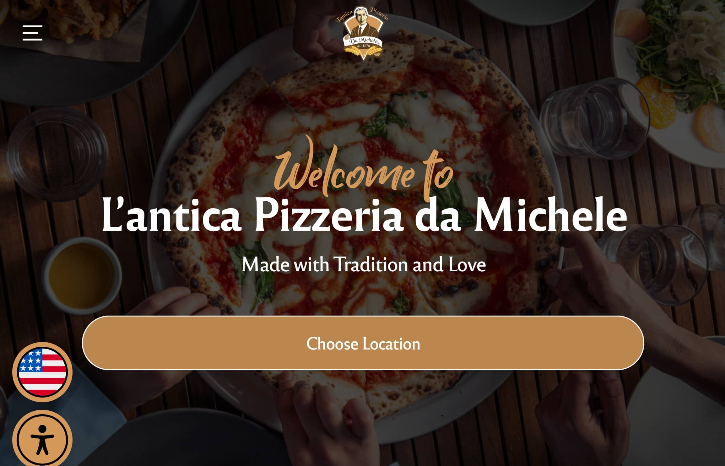 Lantica Pizzeria Da Michele website homepage design