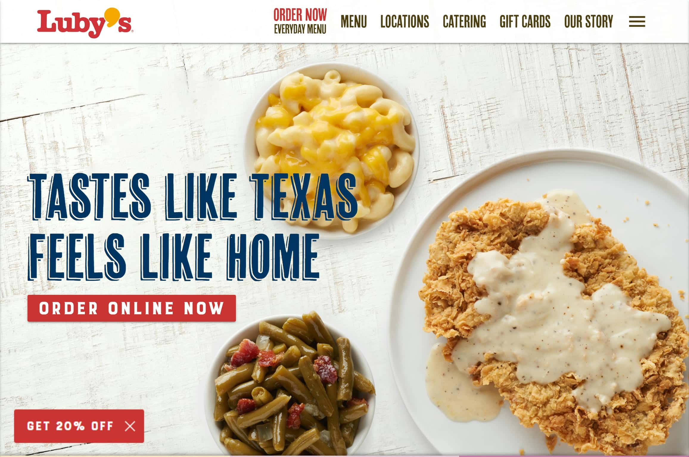 Luby's best restaurant website design example