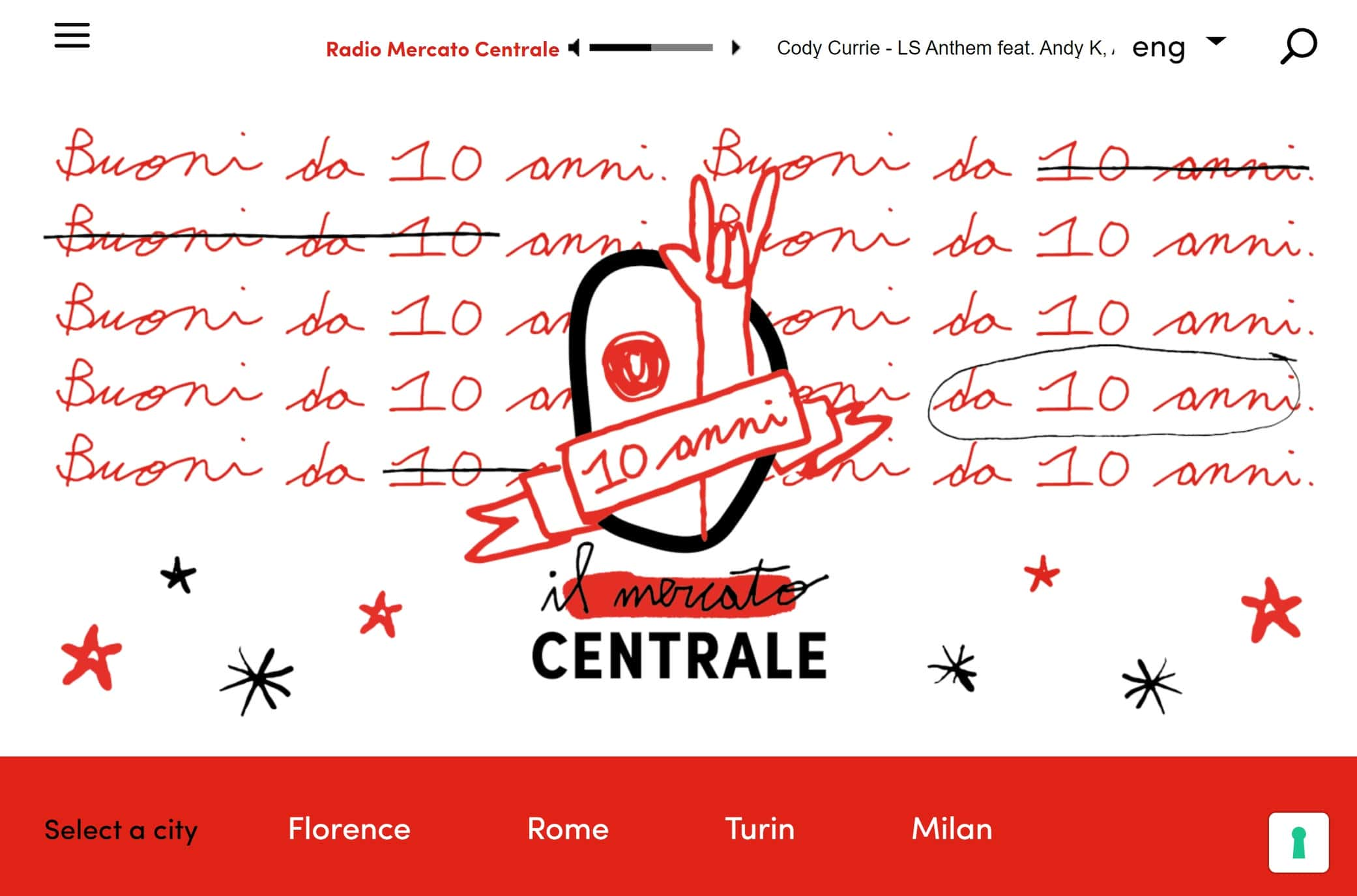 Mercato Centrale restaurant website homepage.