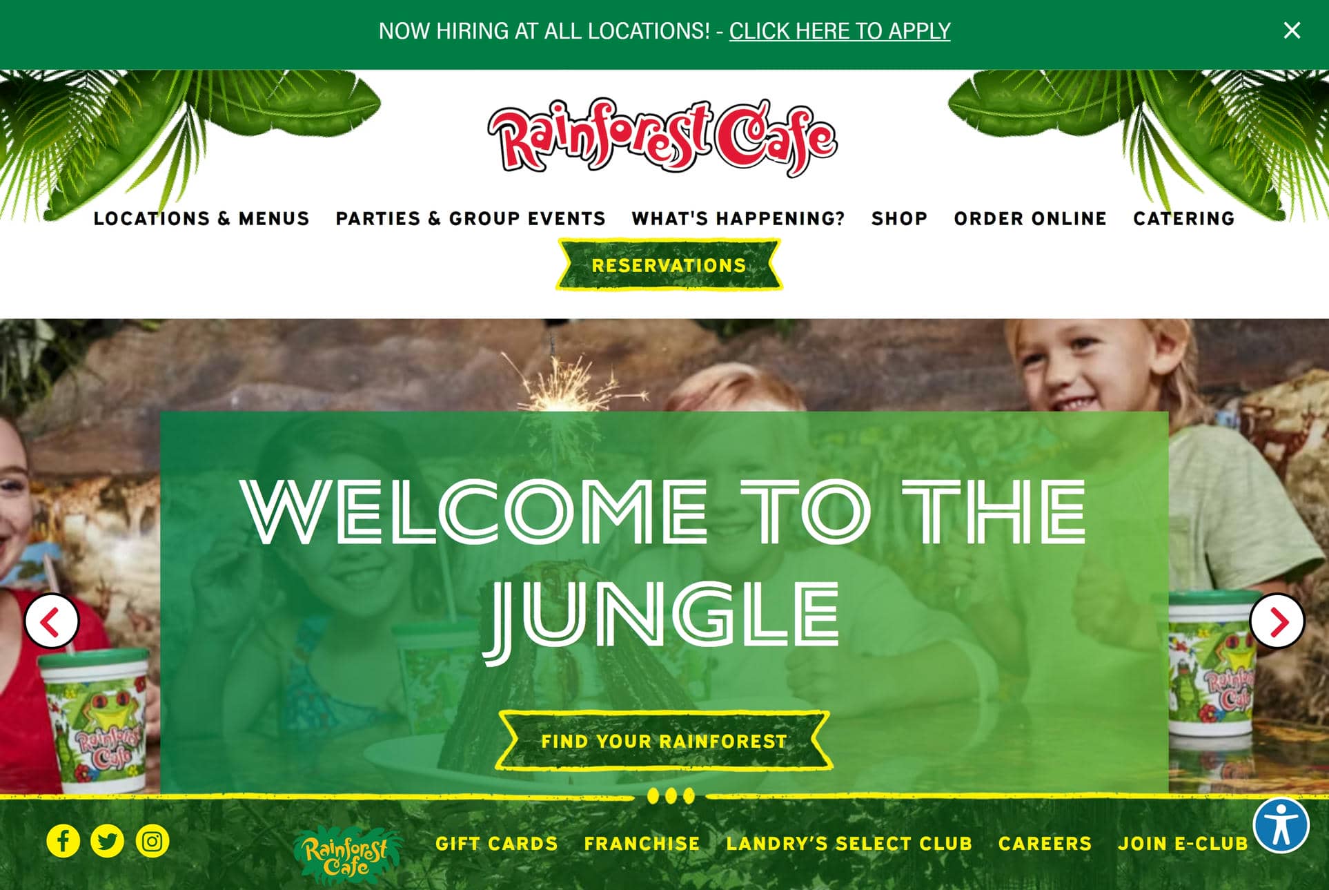 Rainforest Cafe best restaurant website.