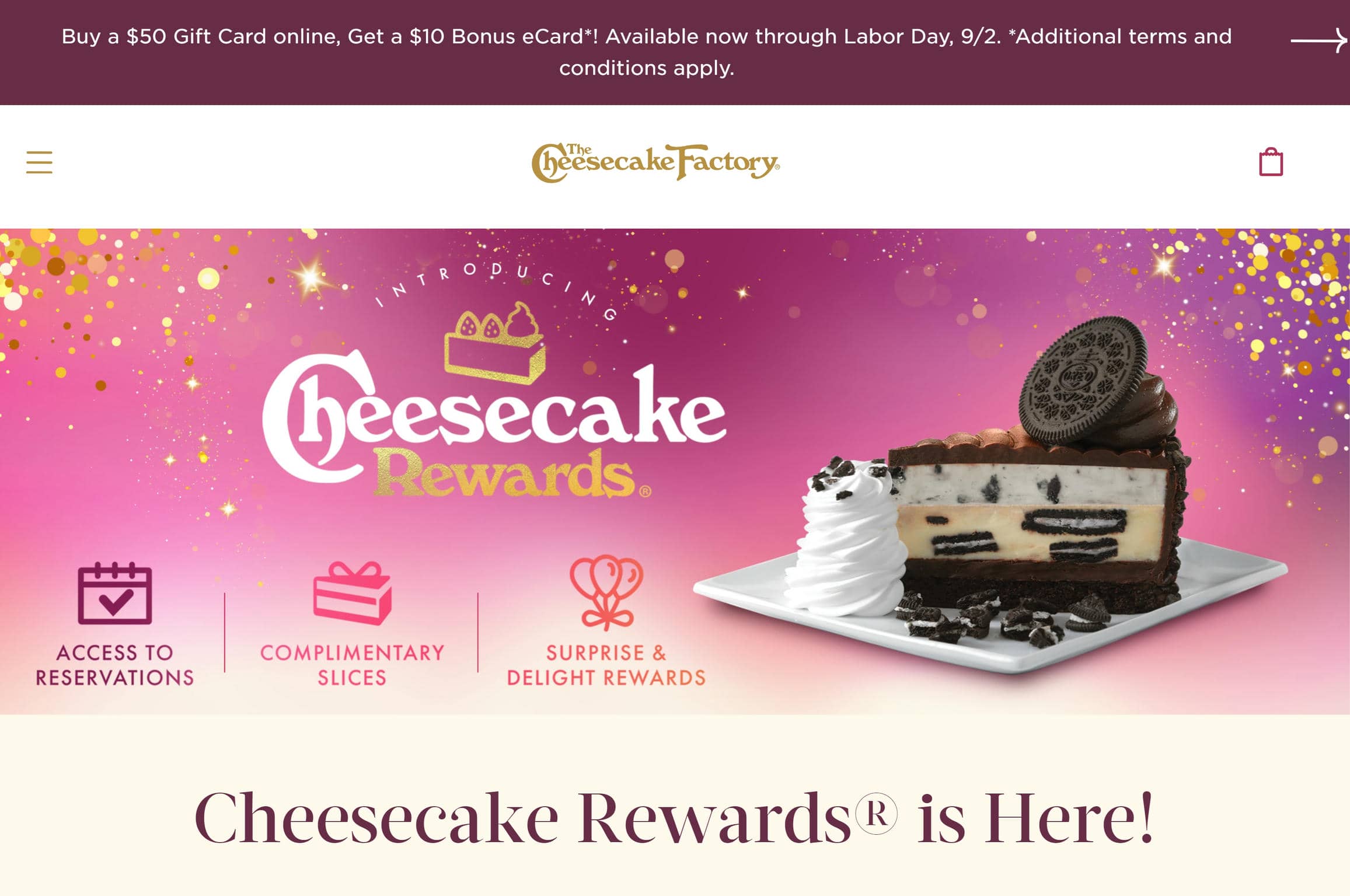 The Cheesecake Factory best restaurant website.