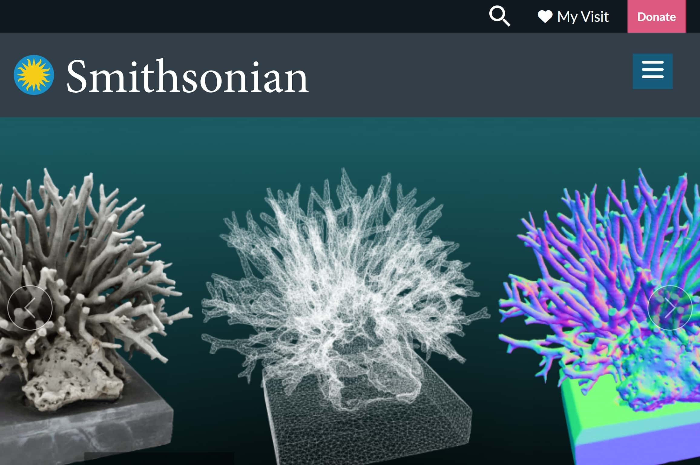 The Smithsonian Institution website homepage.