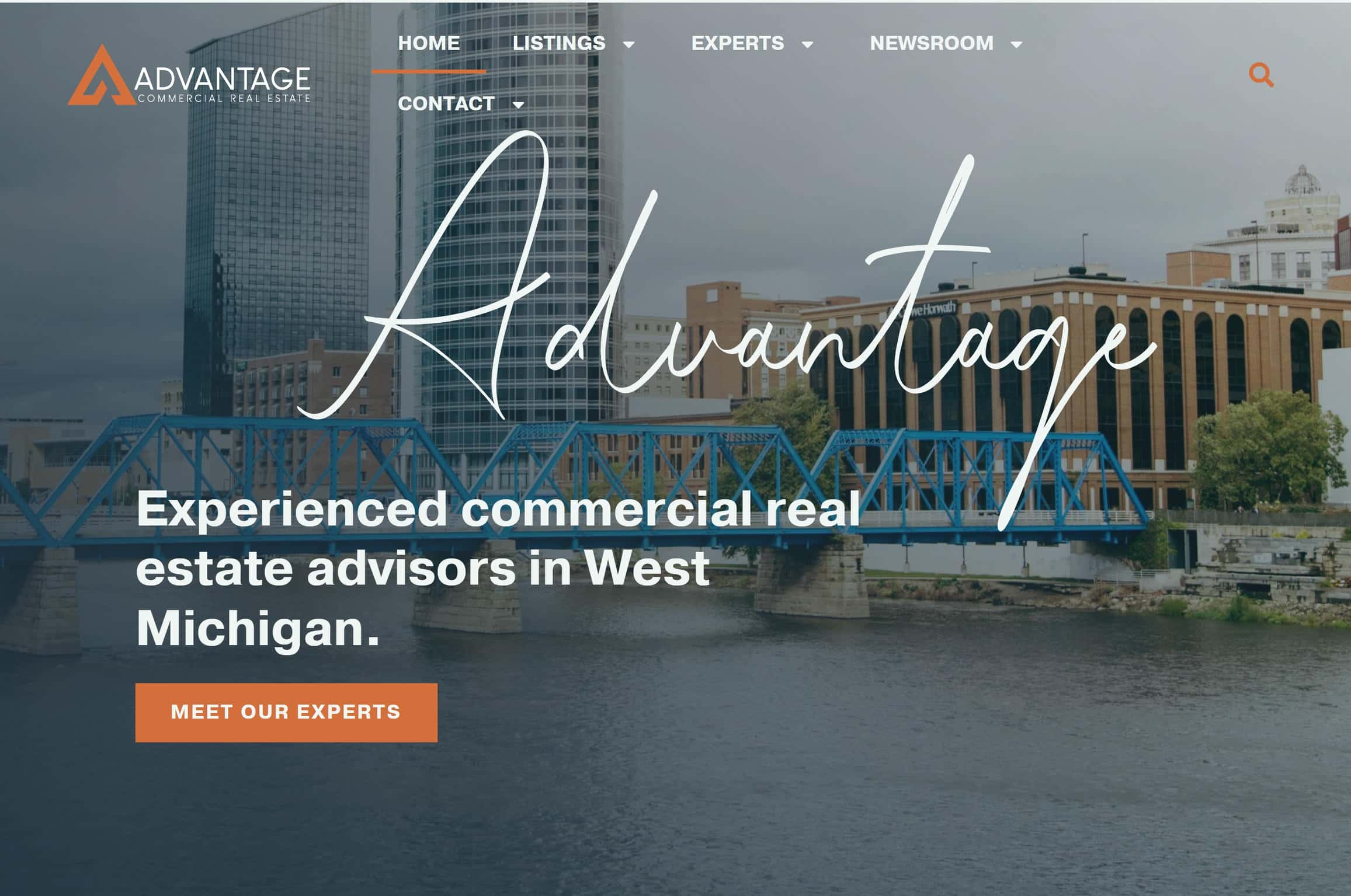 Advantage Commercial Real Estate website homepage.