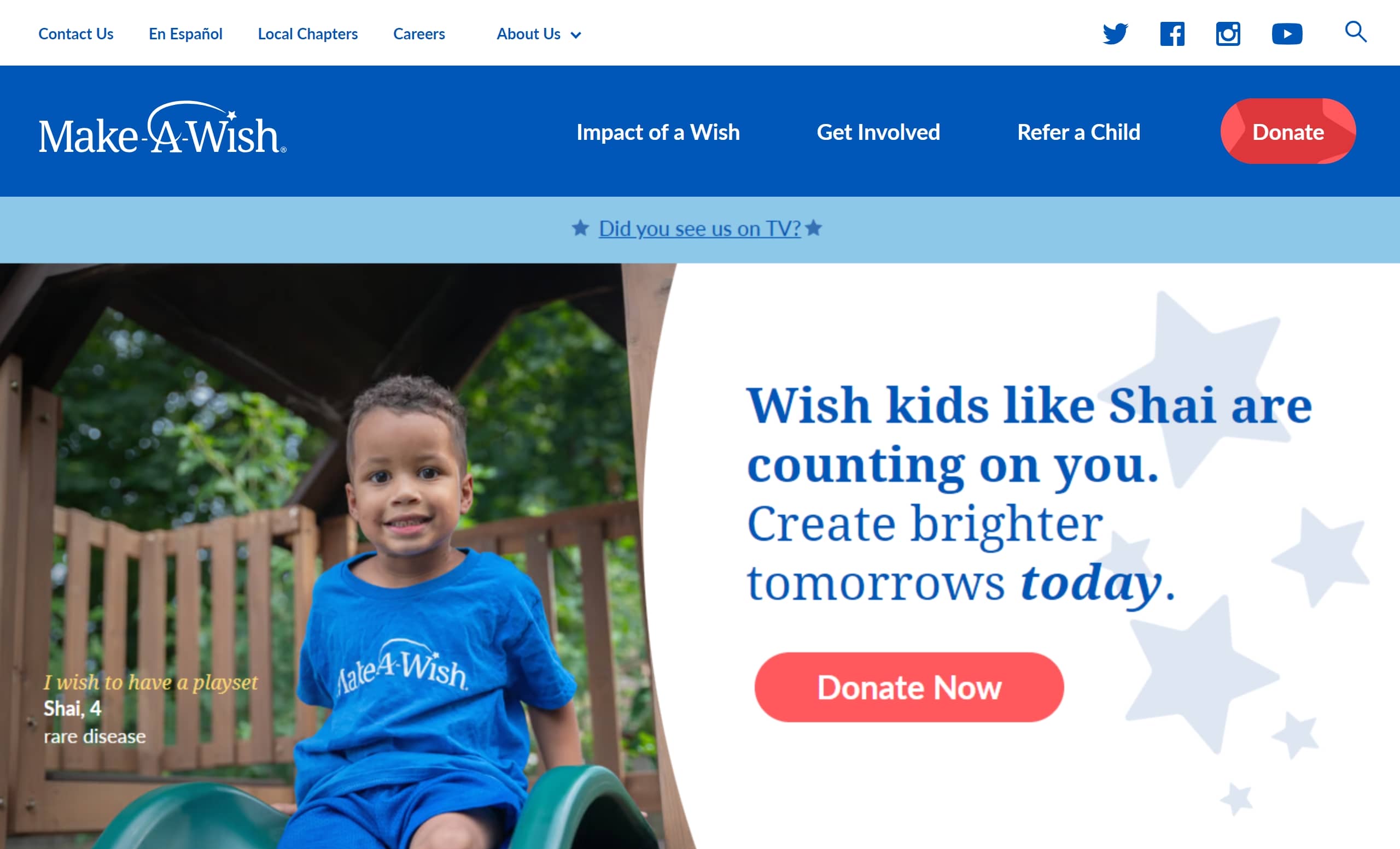 Wish.org website's homepage