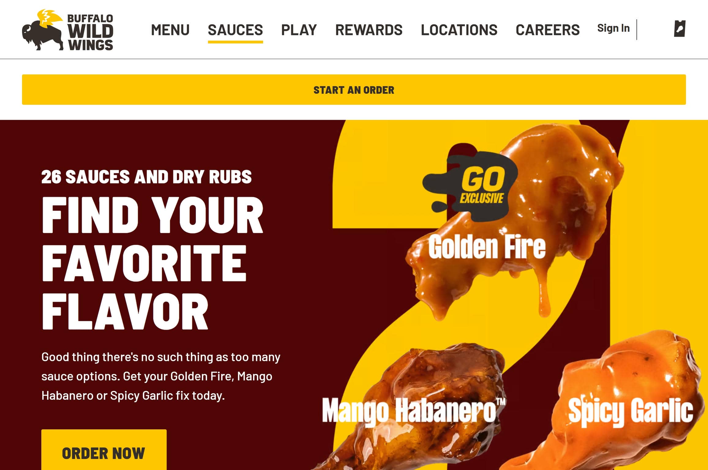 Buffalo Wild Wings best restaurant website design.