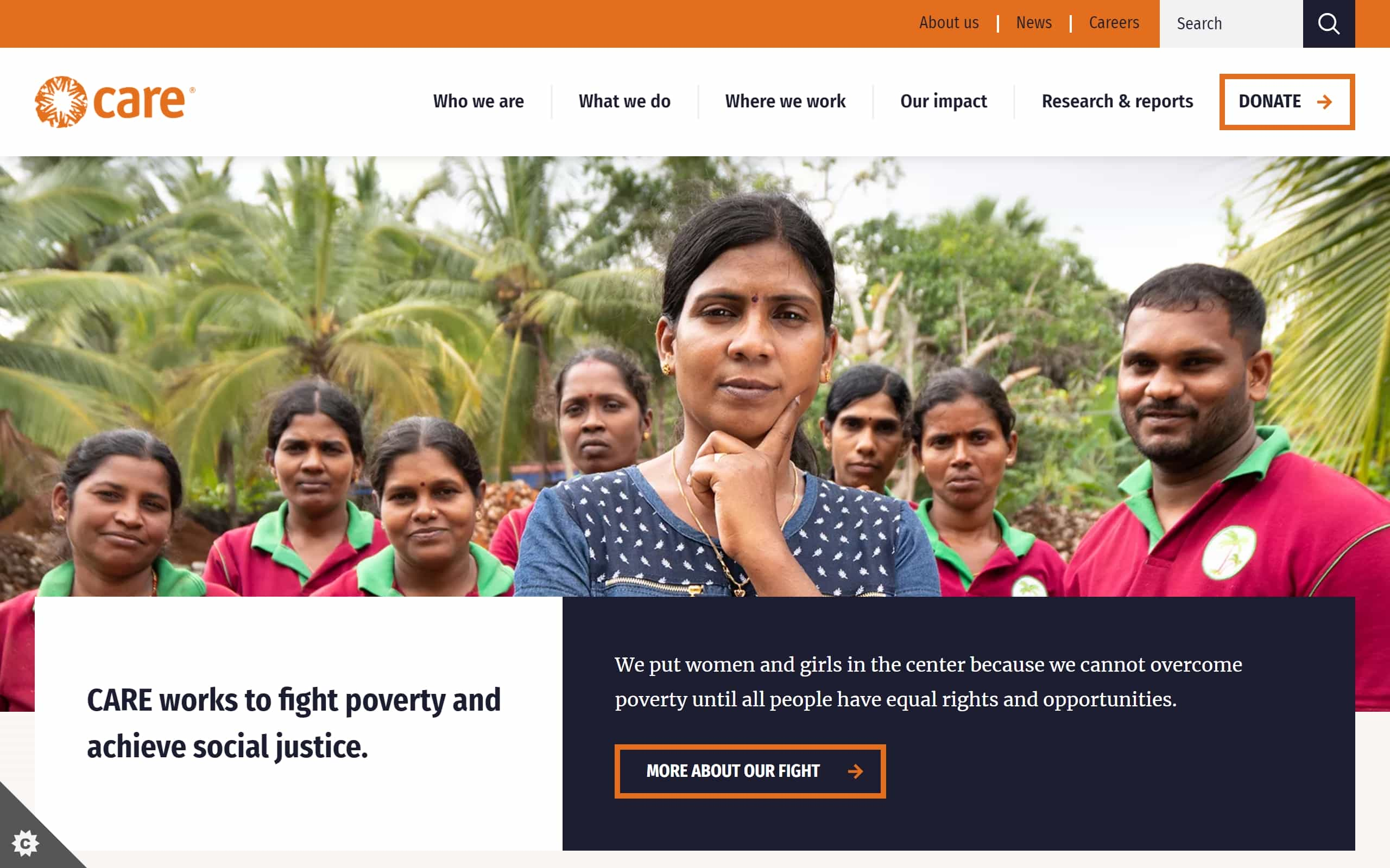 Care International's website homepage