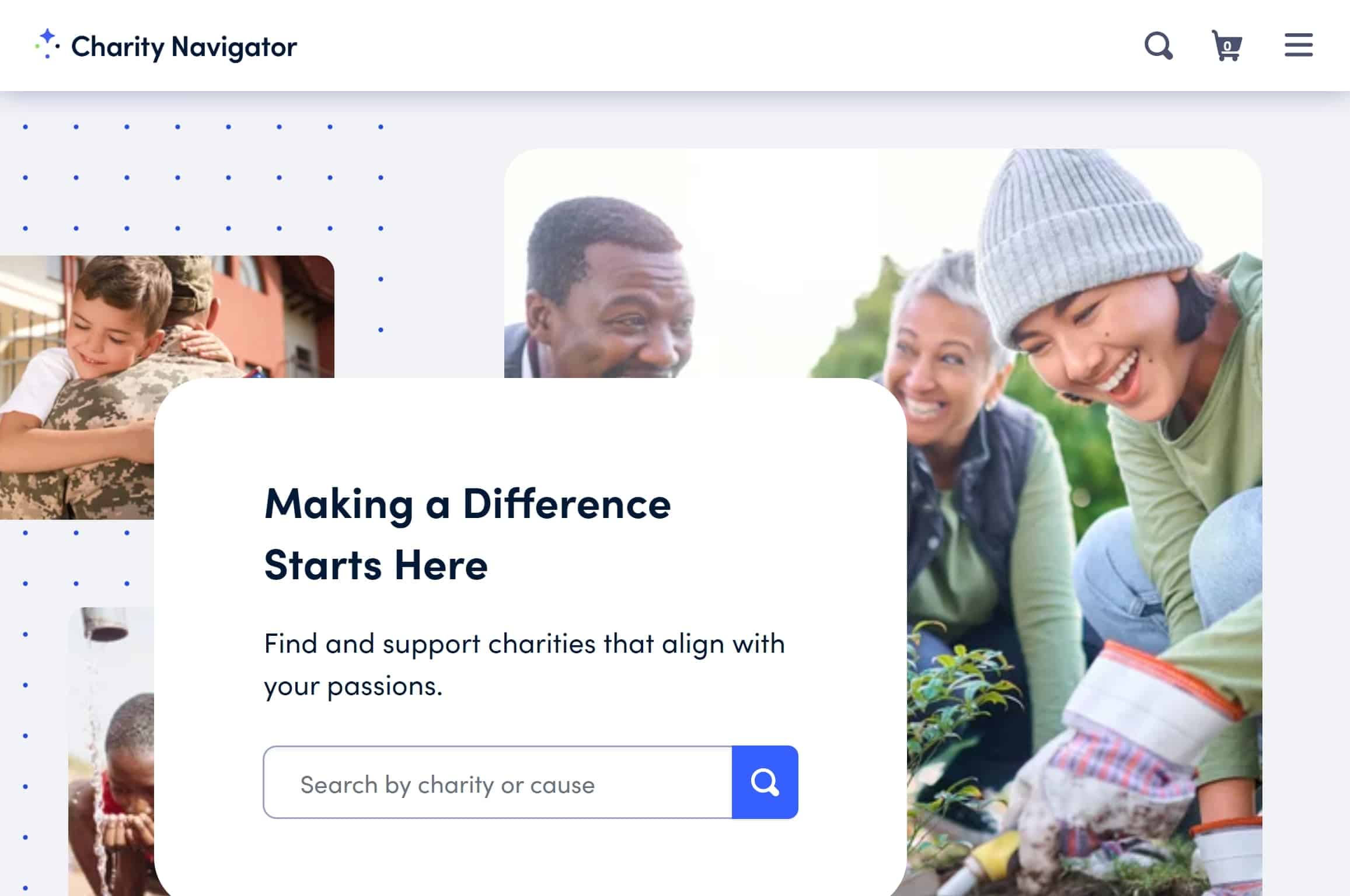 Charity Navigator website homepage