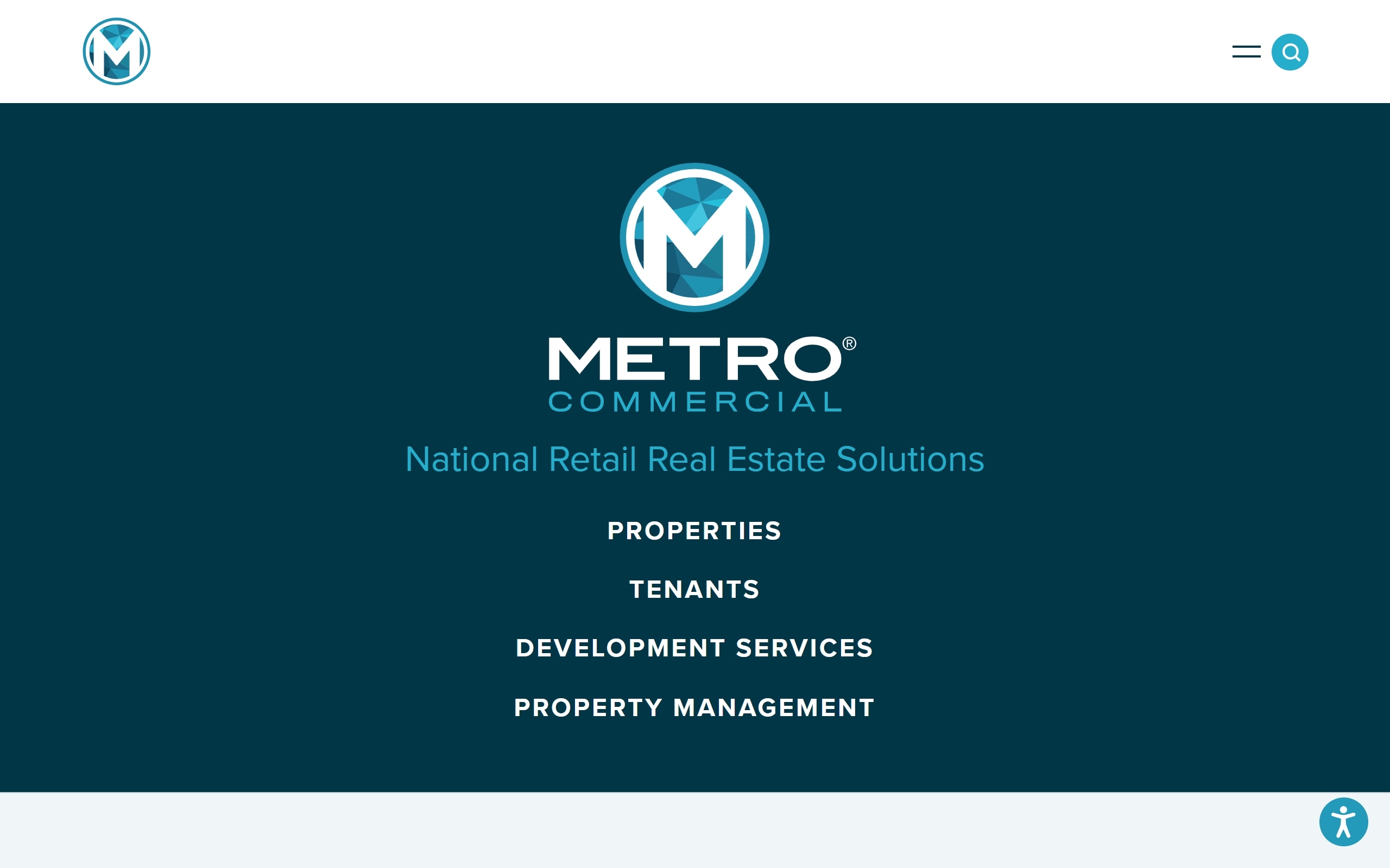 Metro Commercial website home page.