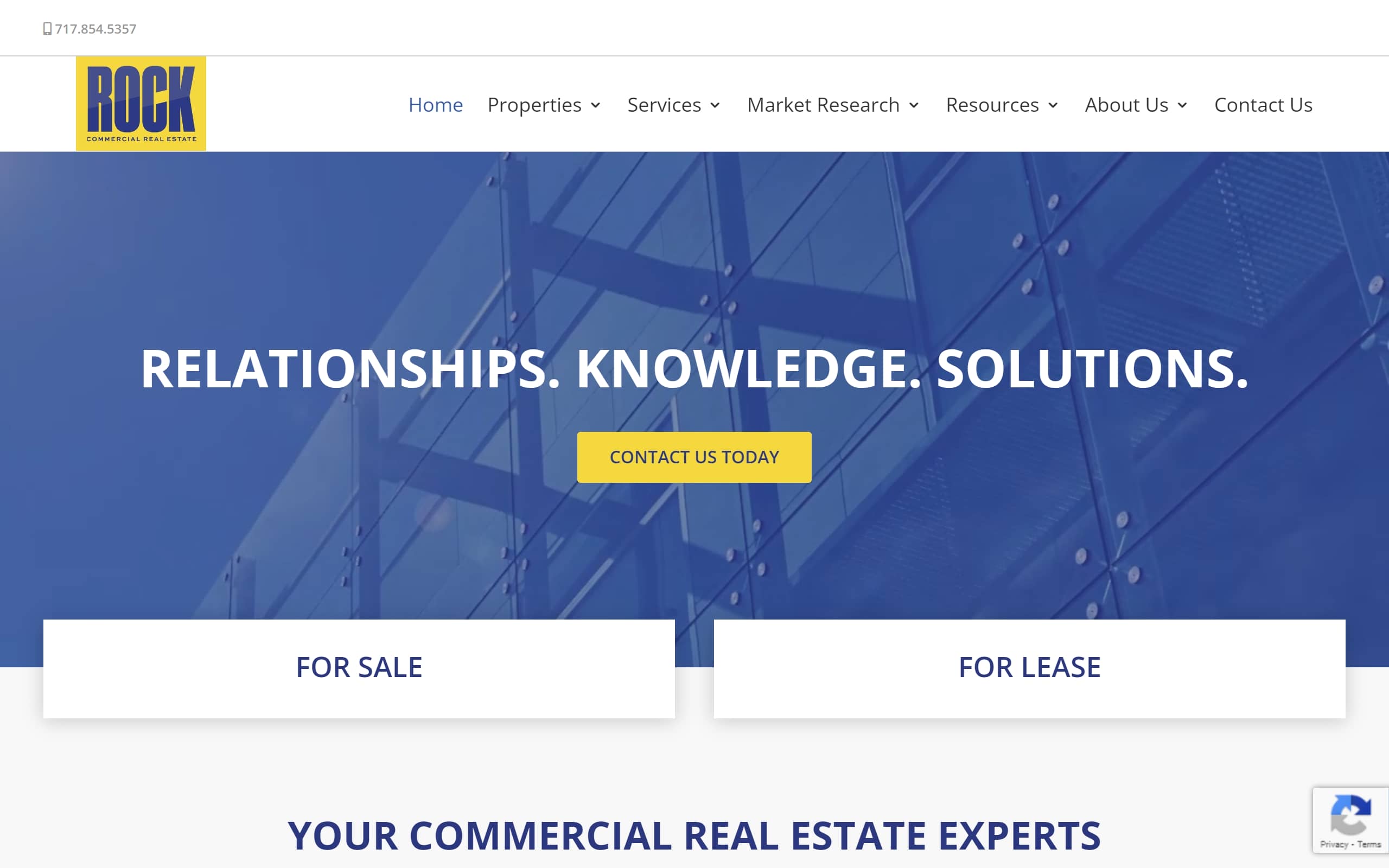 Rock Real Estate website home page.