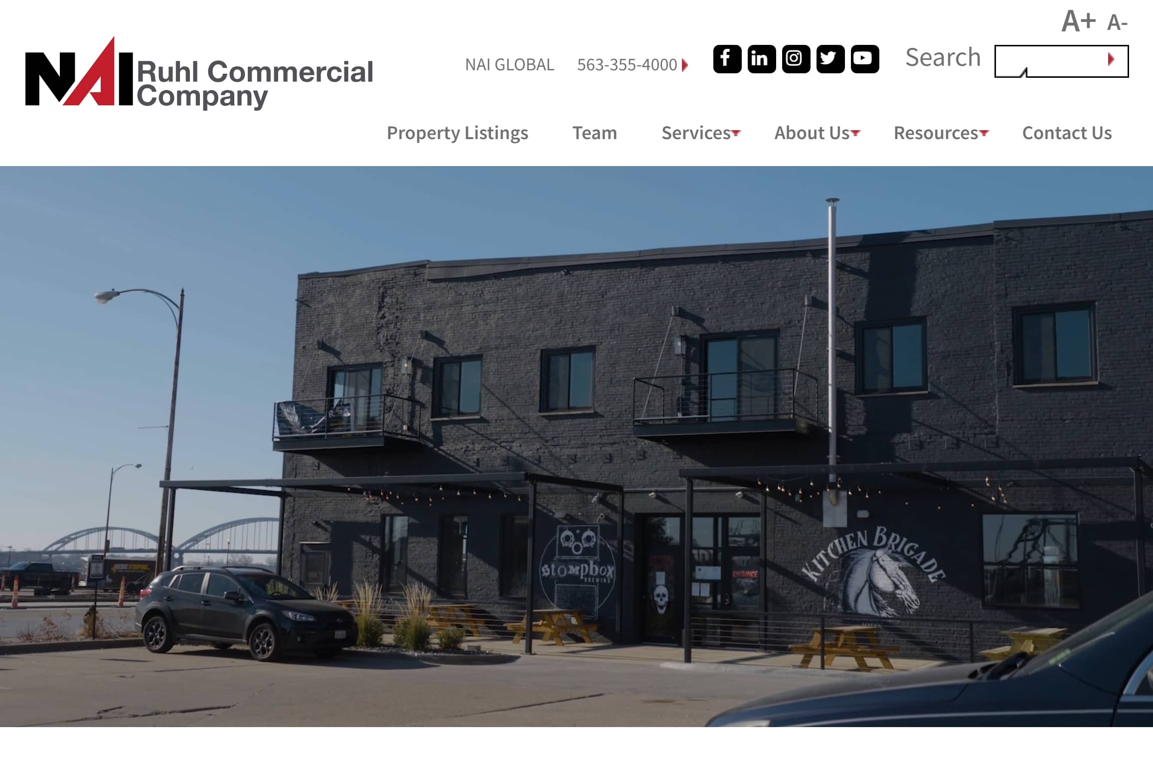 Ruhl Commercial Company real estate website home page.