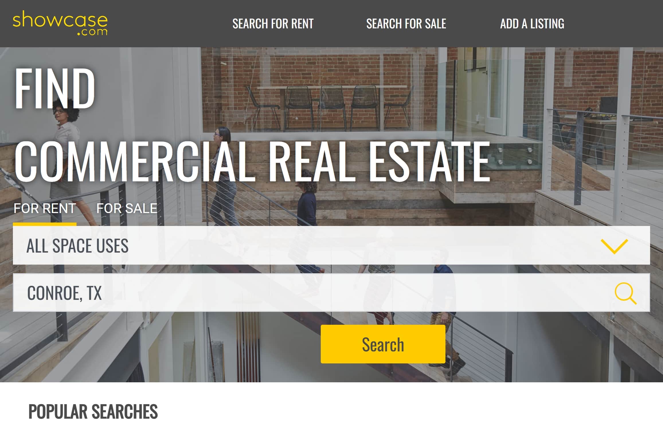 Showcase.com's best commercial real estate website home page.