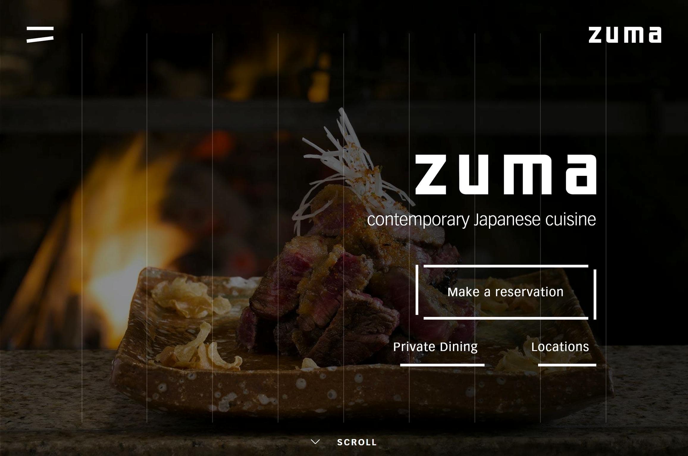 Zuma best restaurant website design example