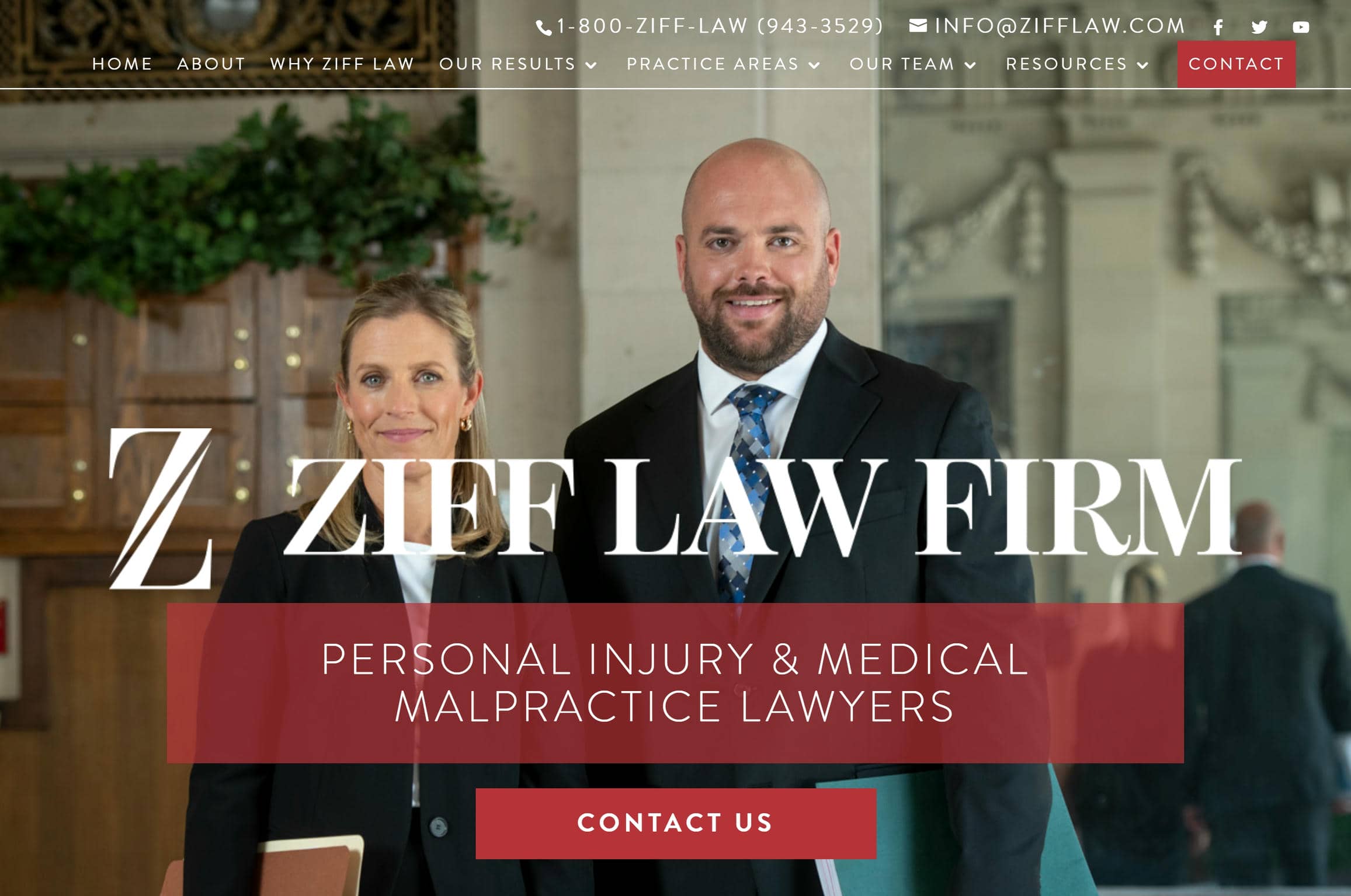 Ziff Law personal injury law firm website