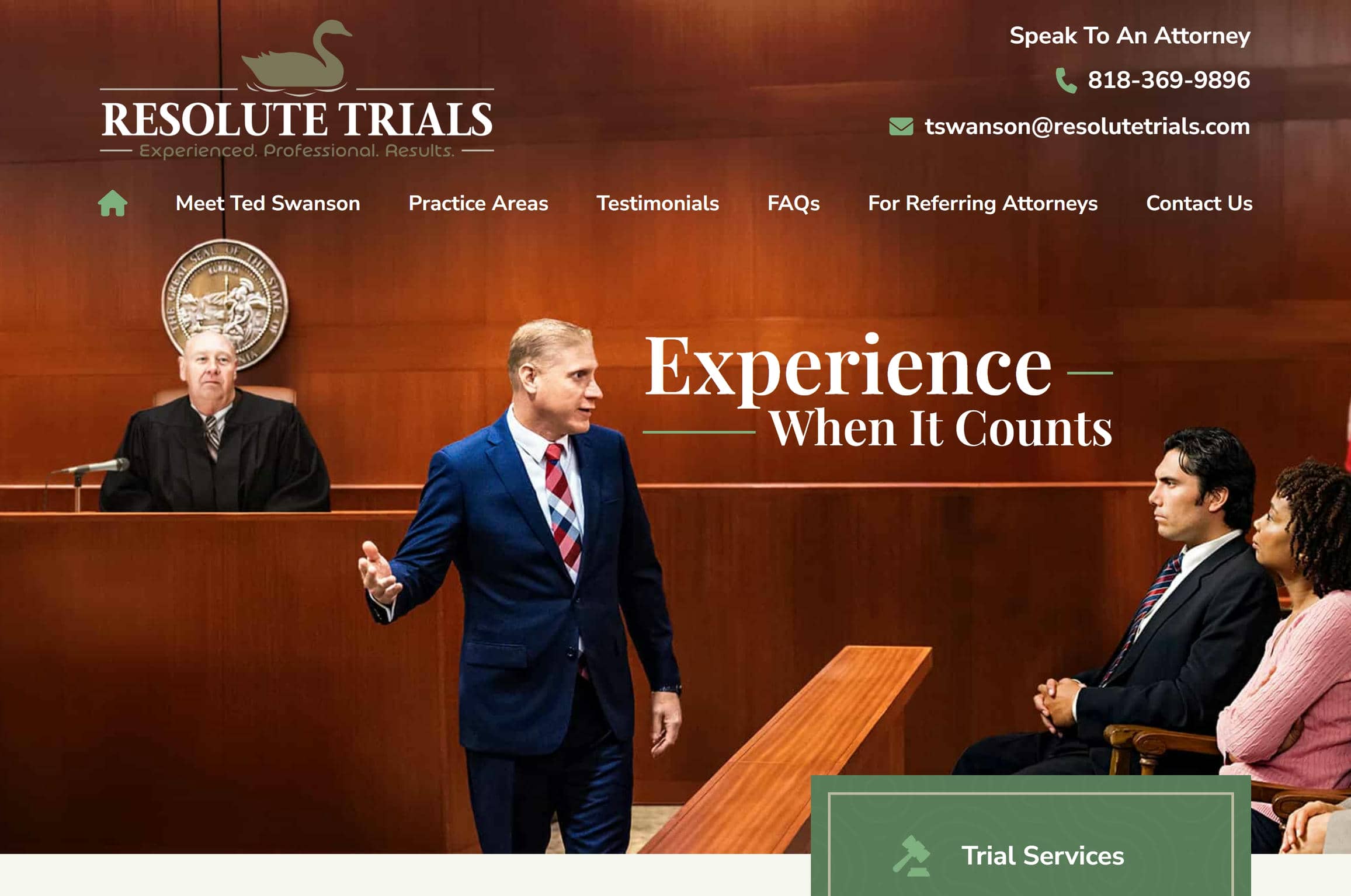 Resolute Trials website design example