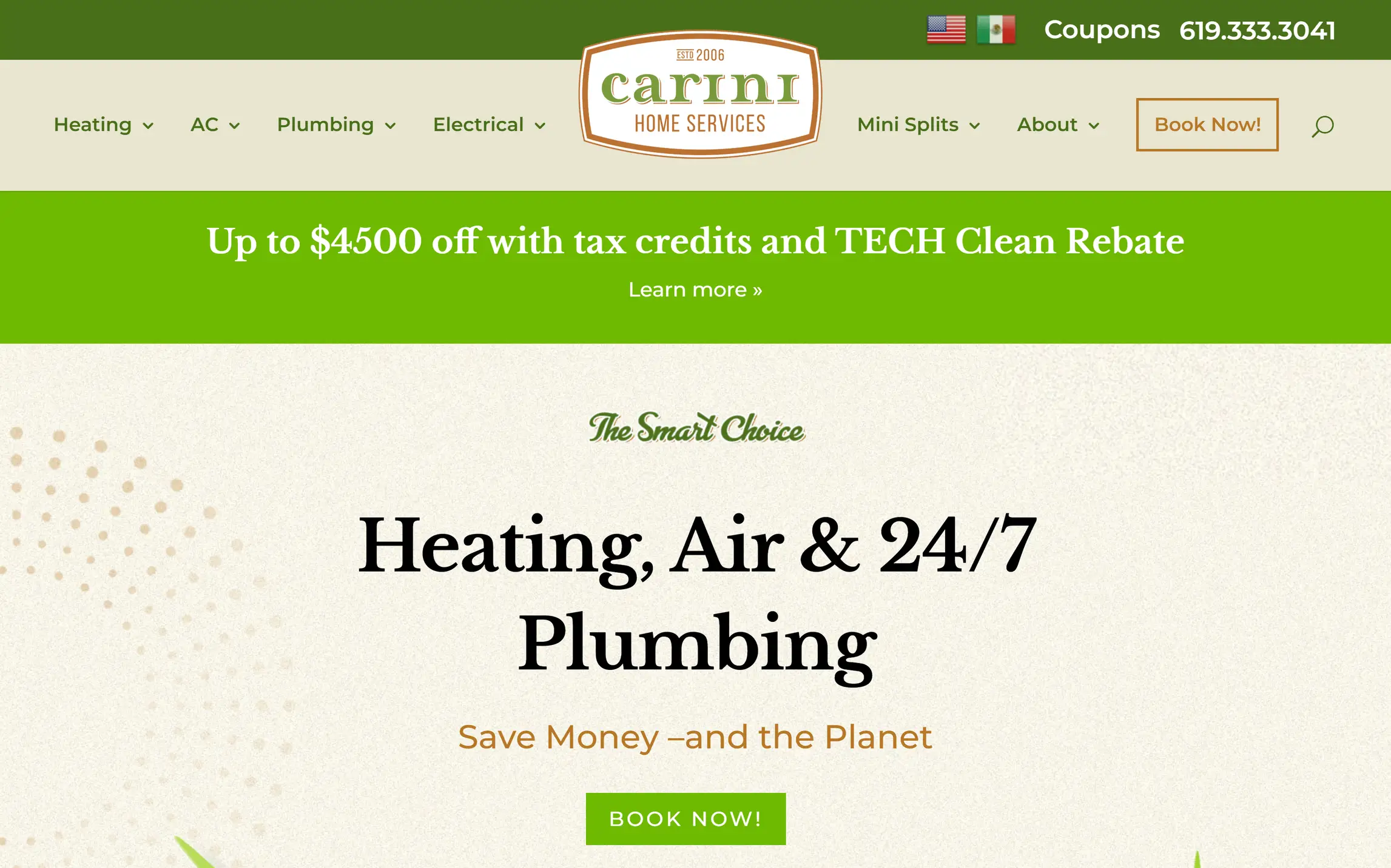 Carini Home Services website homepage screenshot