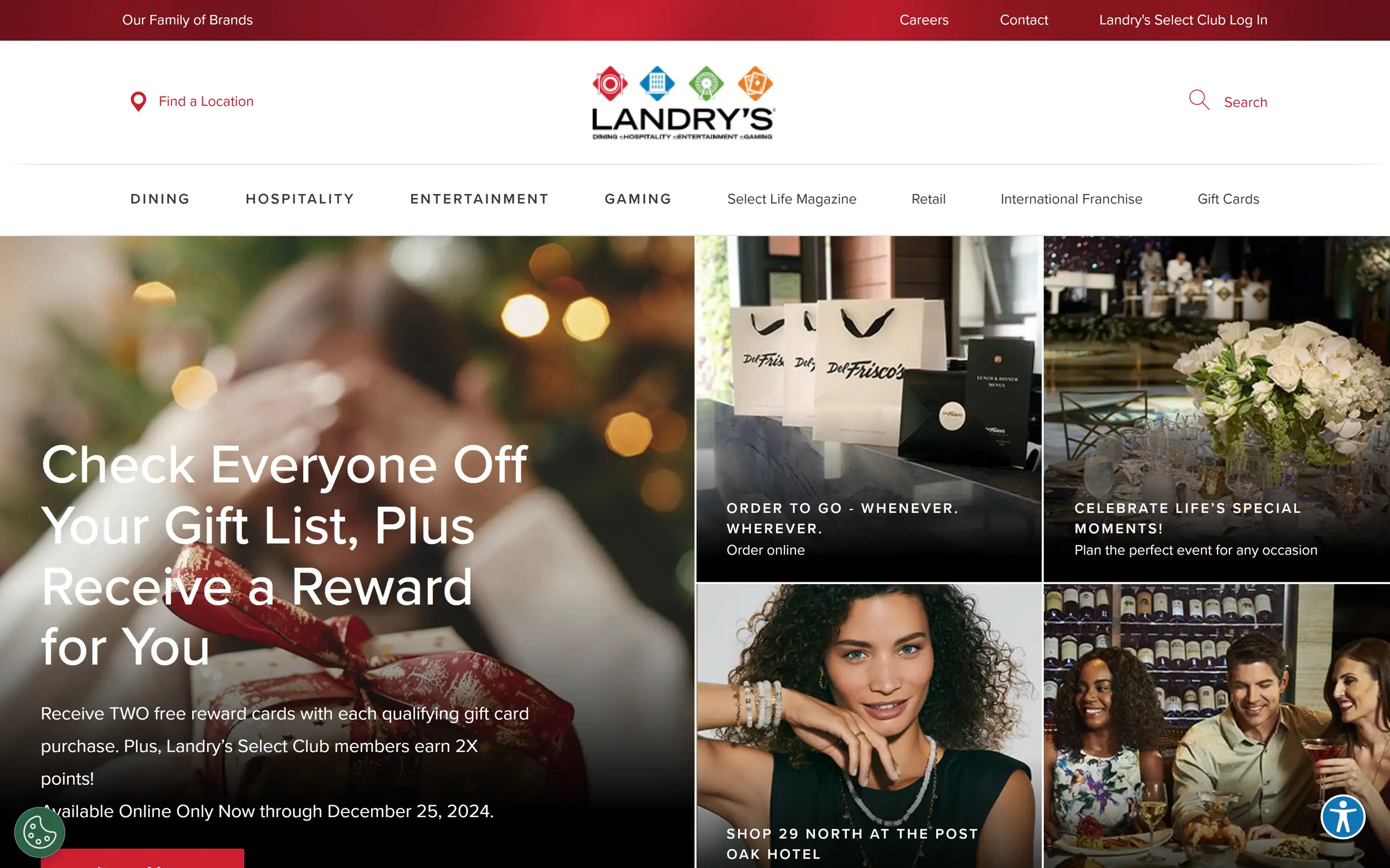 Landrys-website-home-page