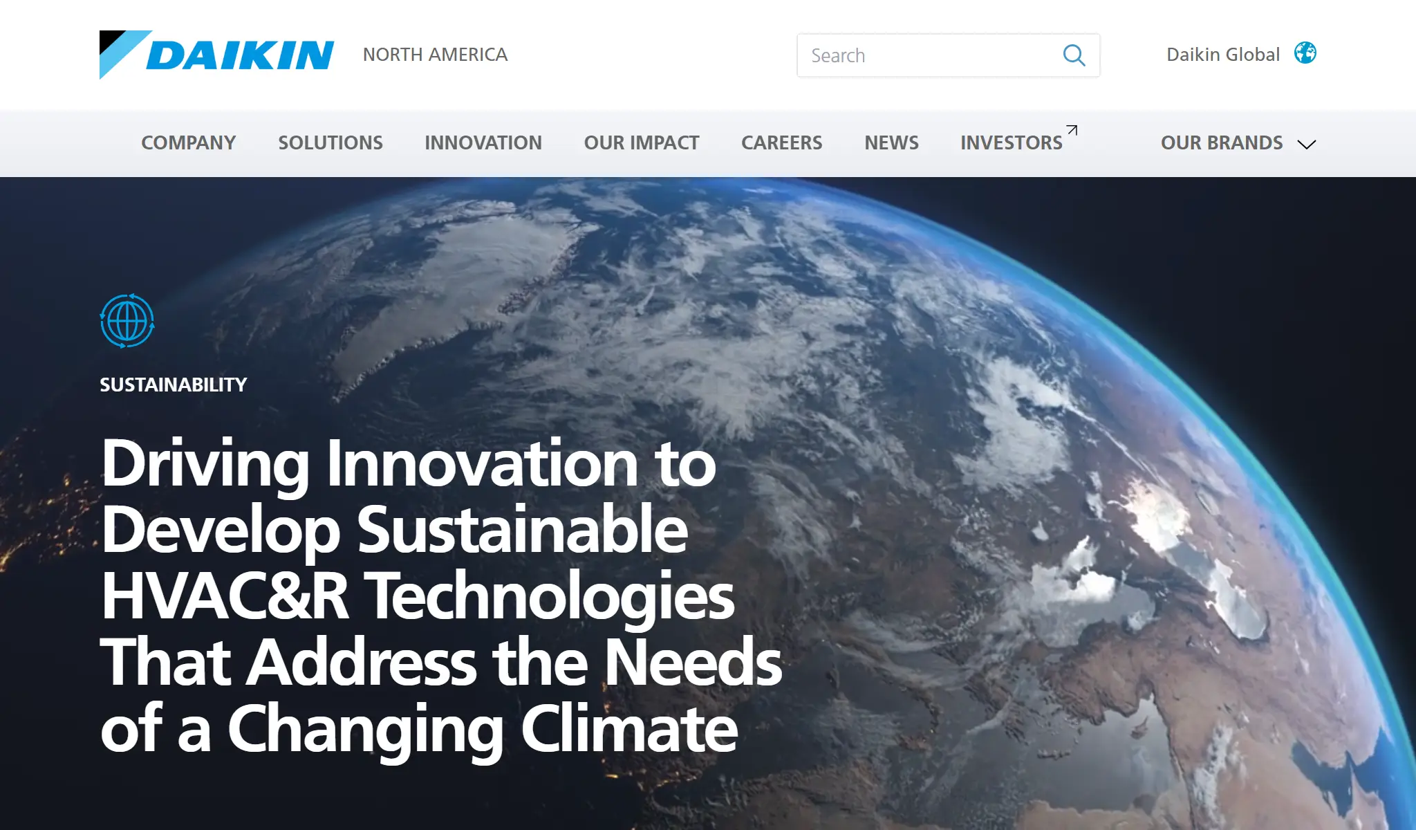 North America Daikin website homepage screenshot