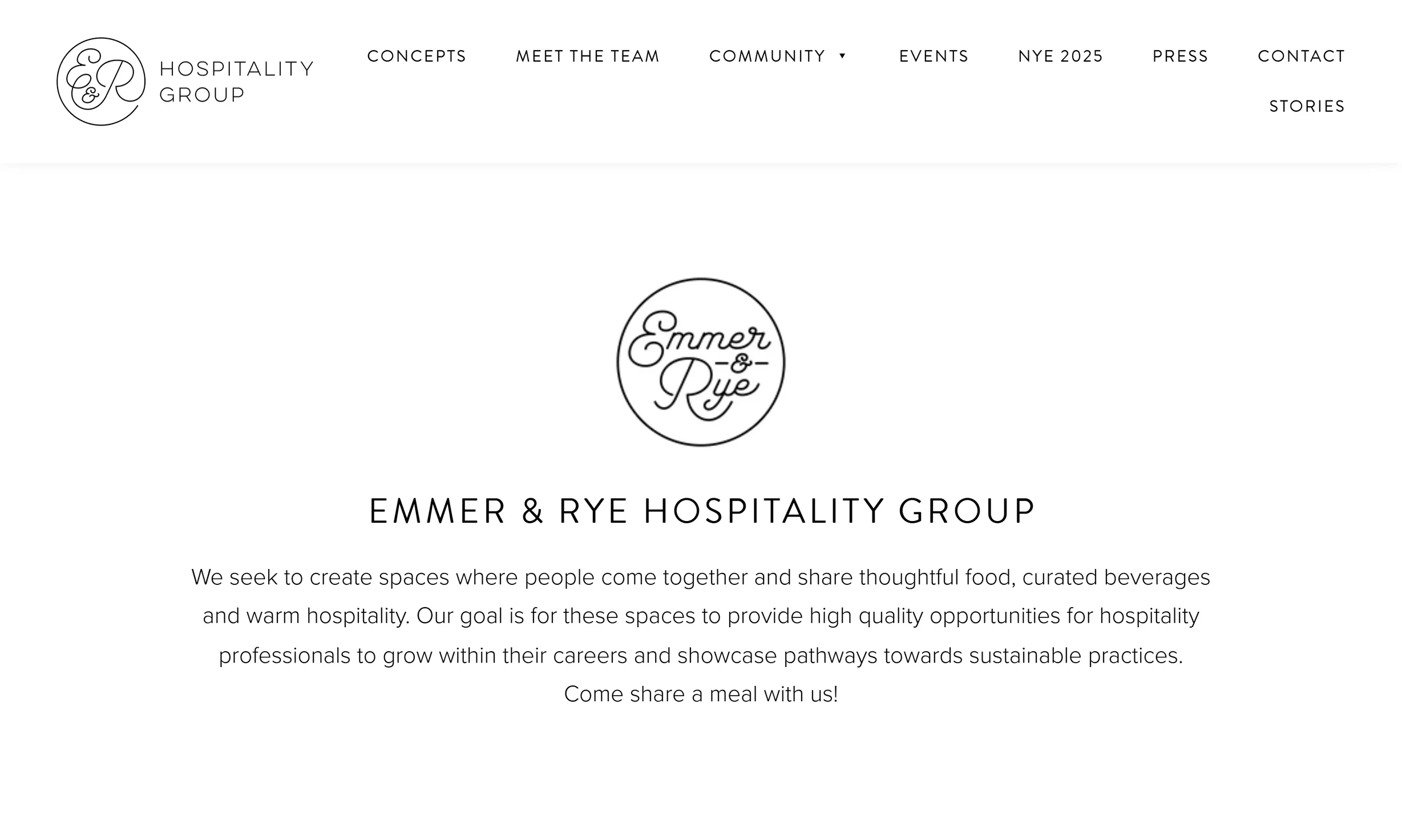 Emmer hospitality website