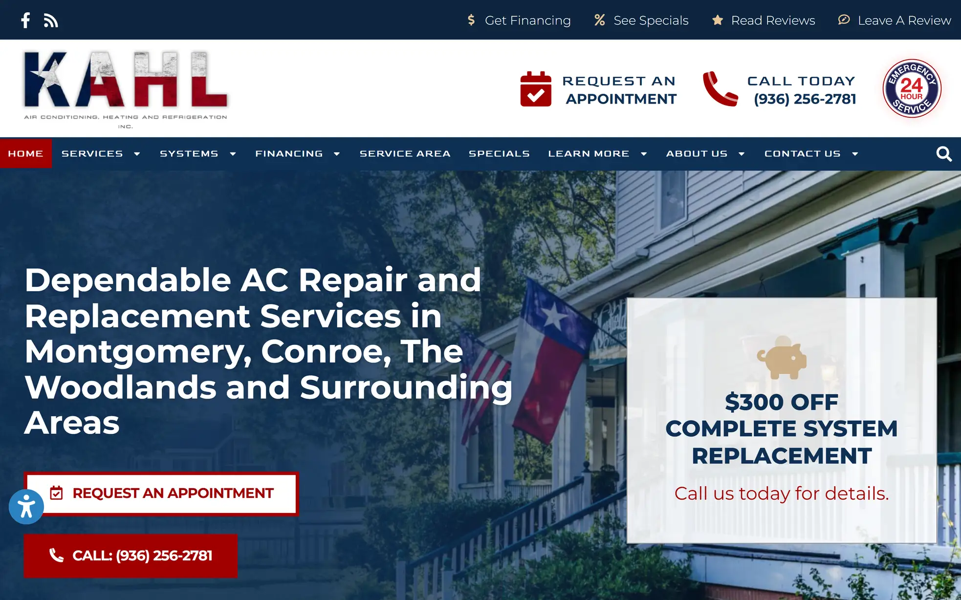 Kahl air conditioning website home page