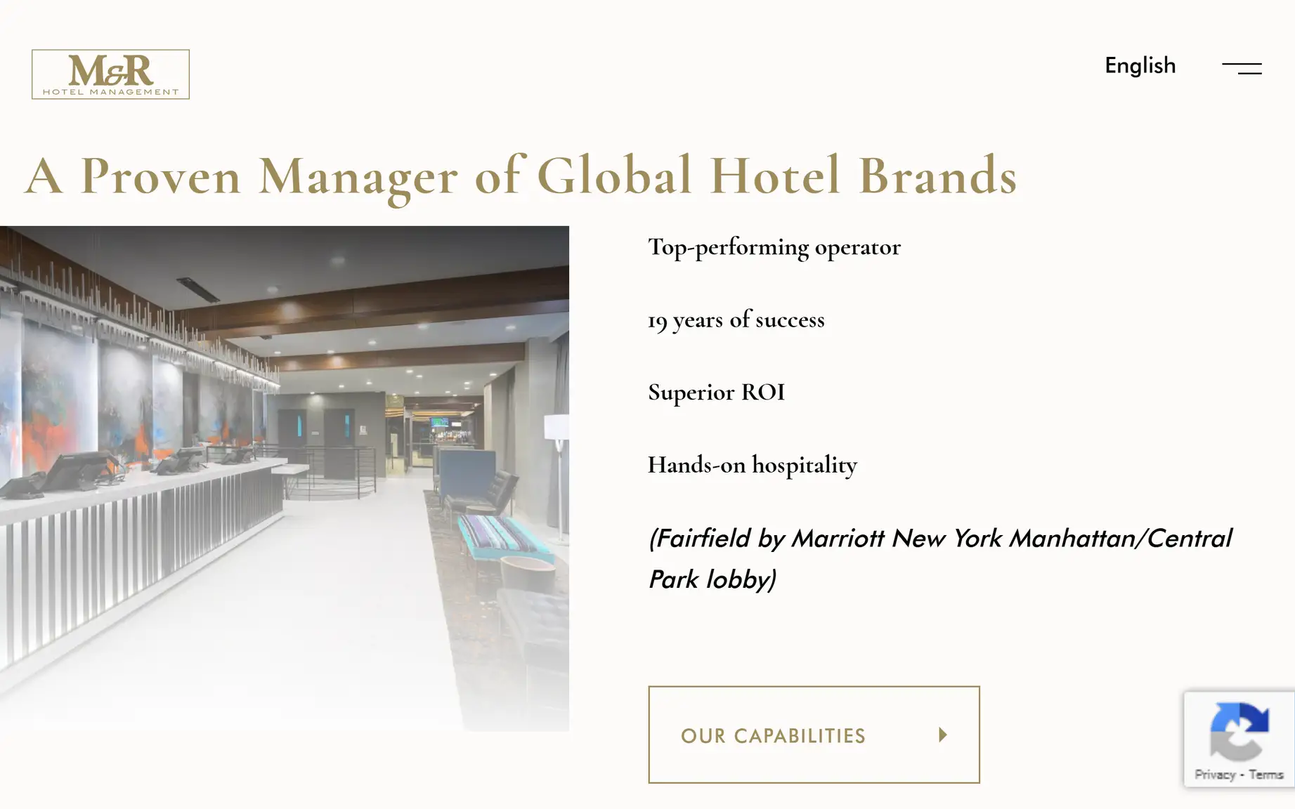 M&R hotel group website home page