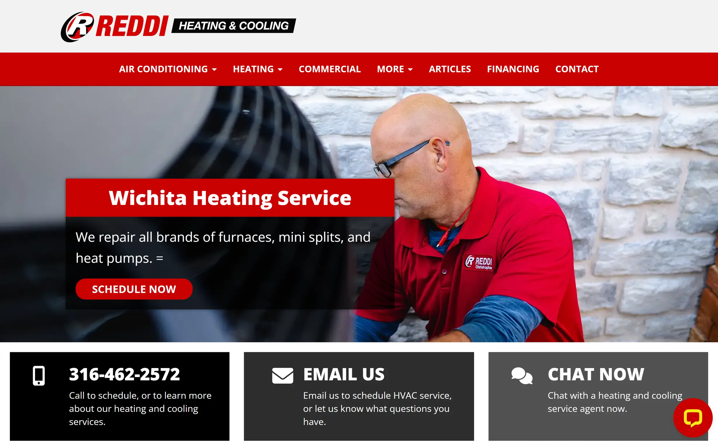 Reddi HVAC website home page