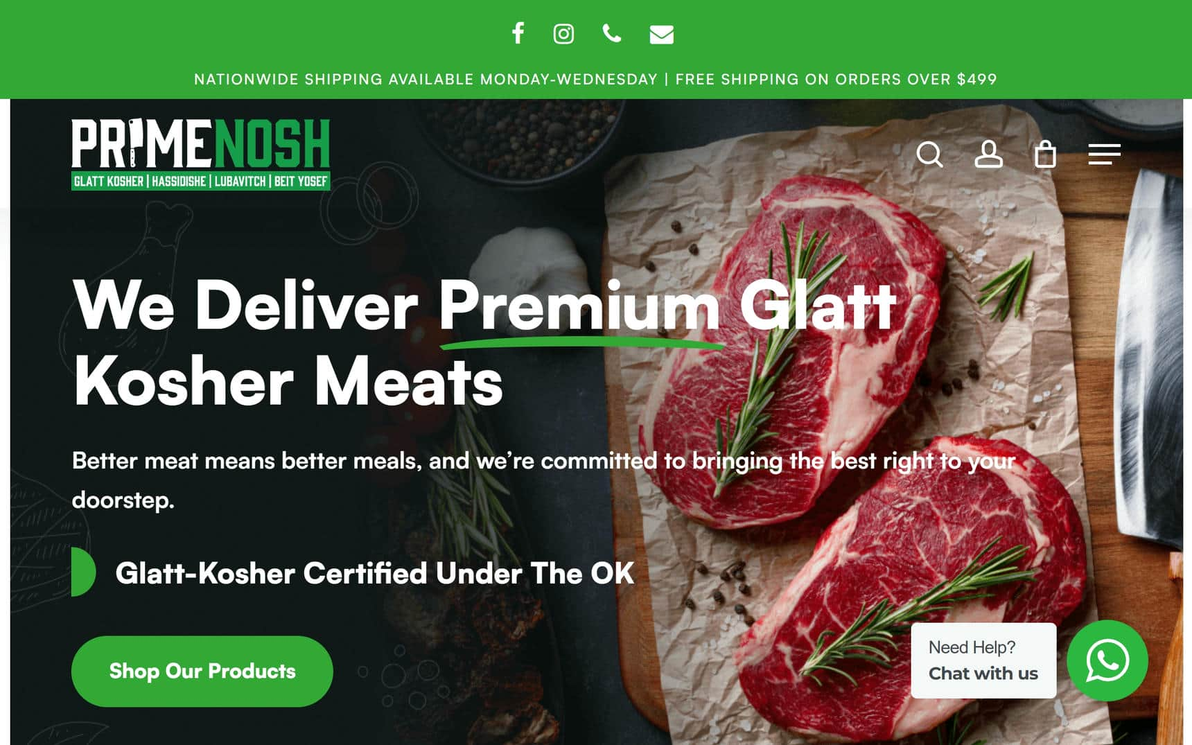 Prime Nosh website home page