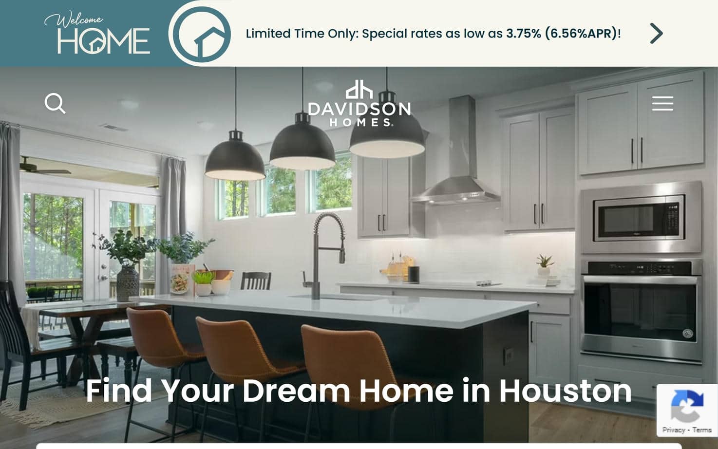 Davidson Homes website home page