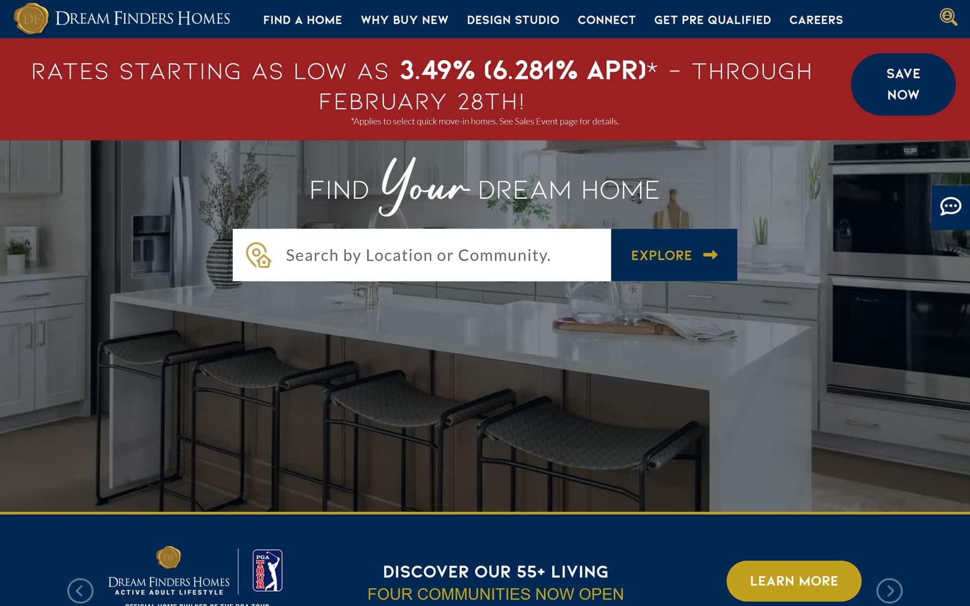 Dream Finders Homes website home page