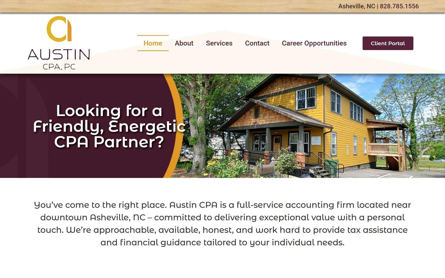 Austin CPA Home website page