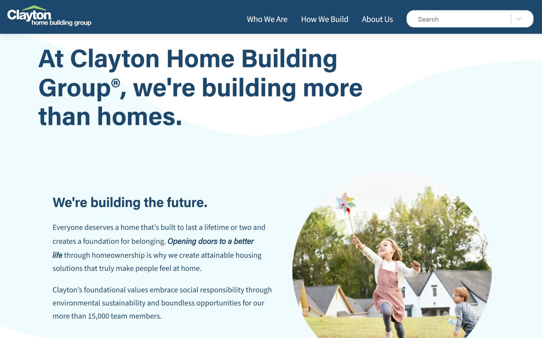 Clayton Home Building Group website home page