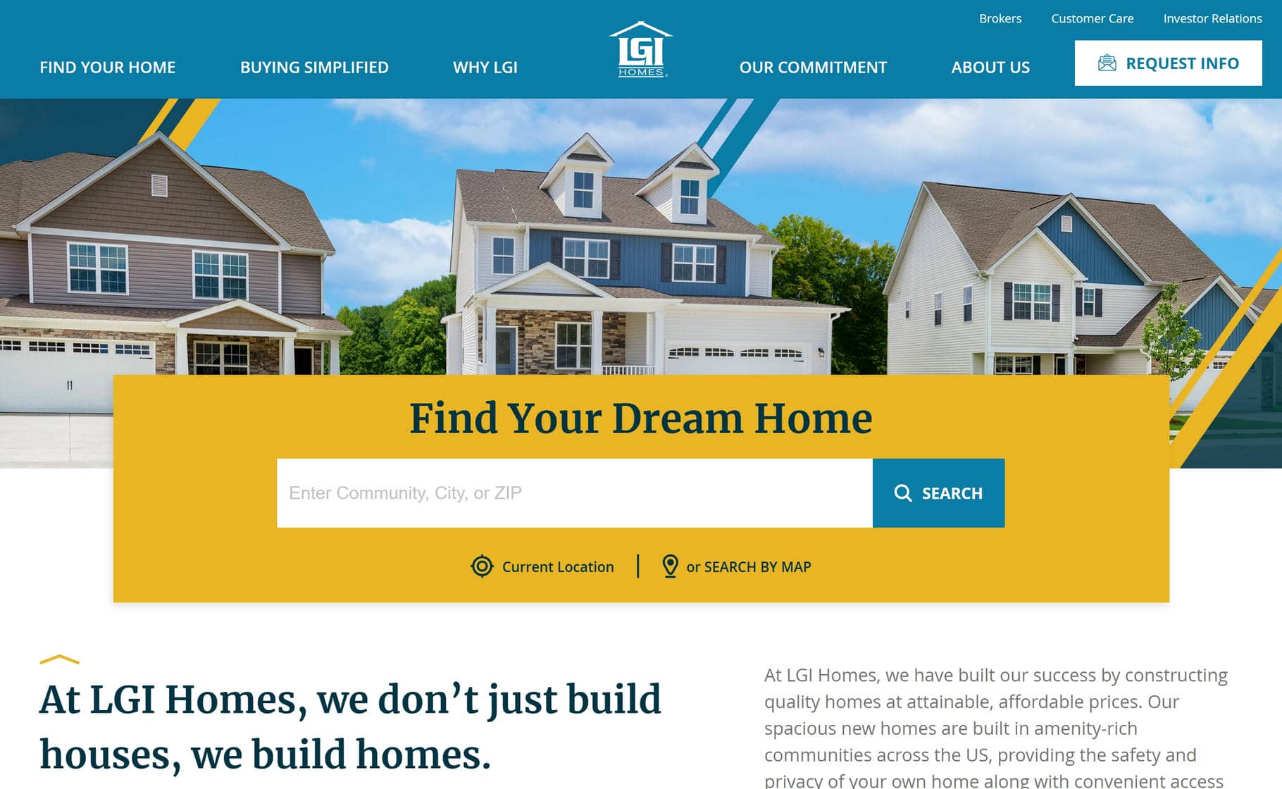 LGI Homes website home page