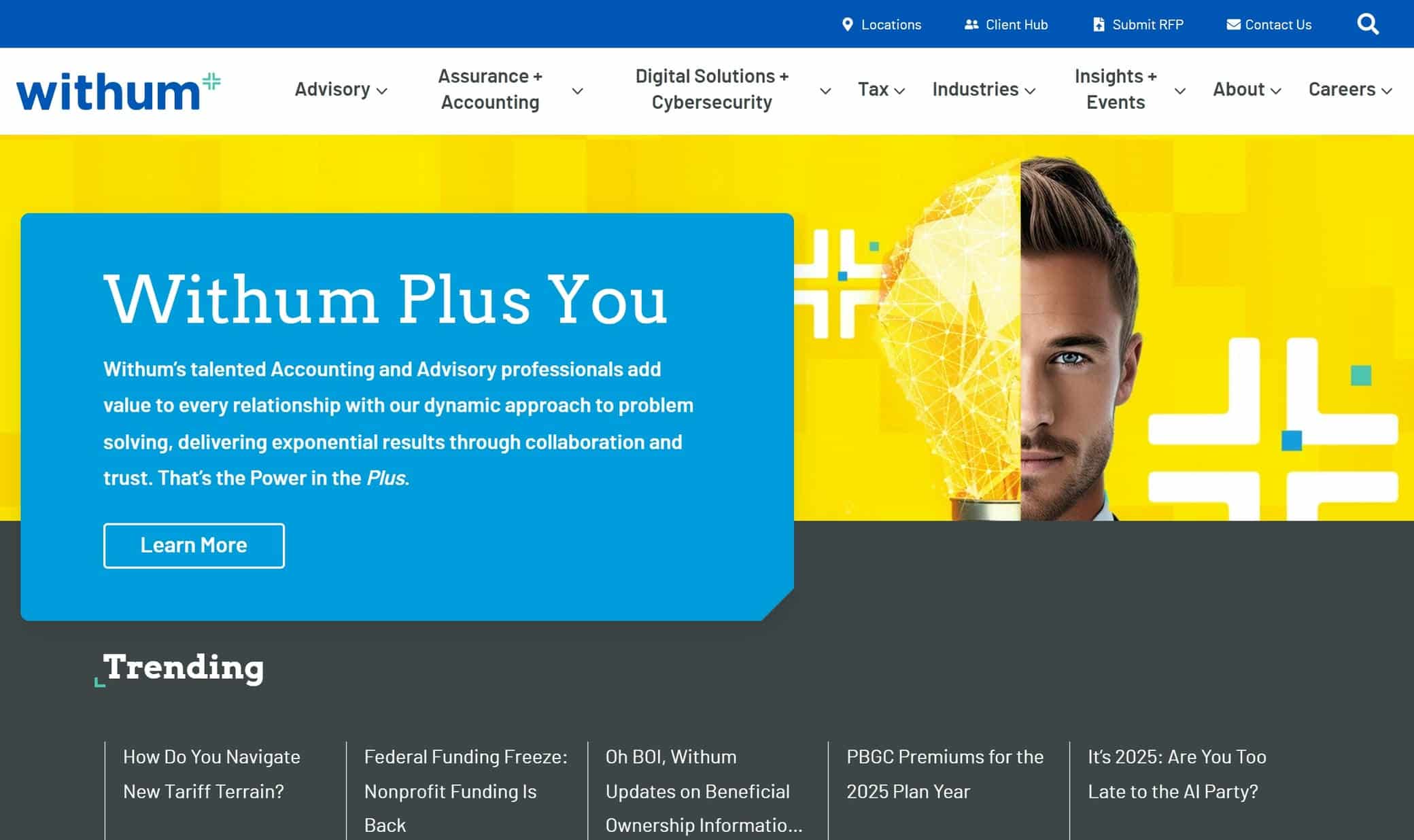 Withum Home website page