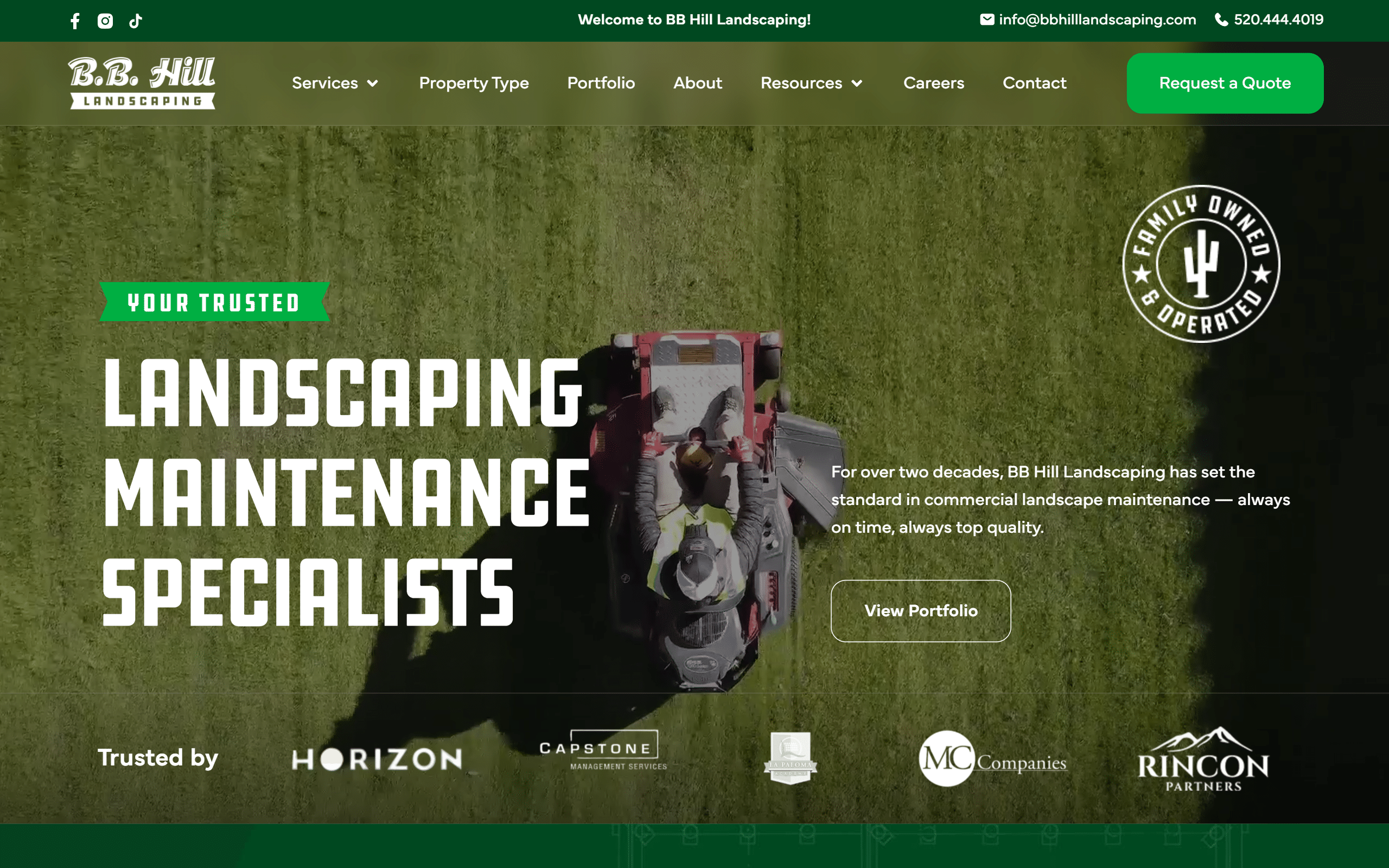 BB Hill Landscaping homepage screenshot