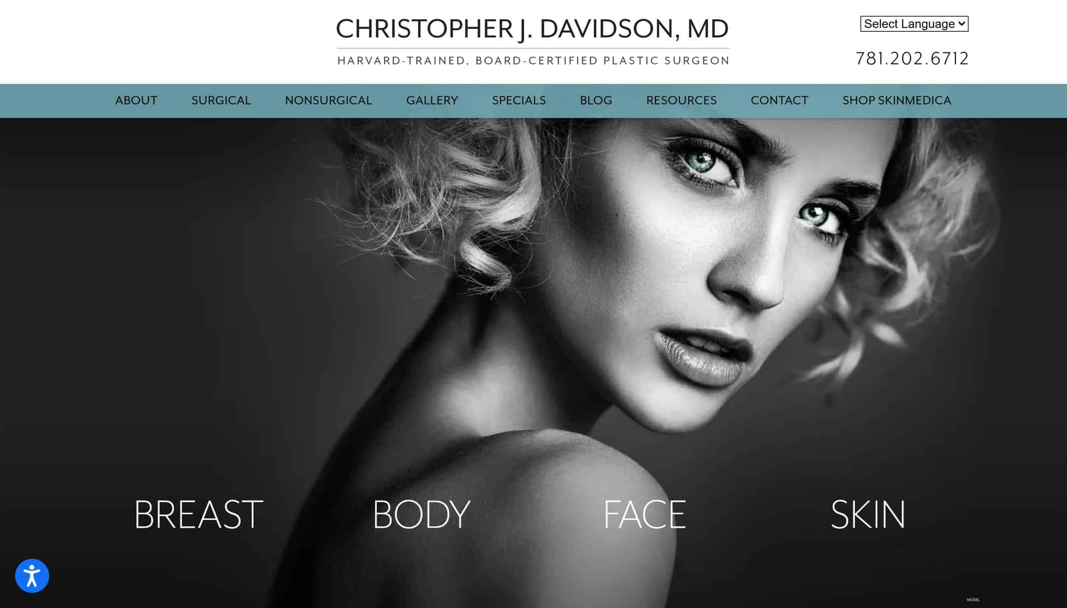 Davidson plastic surgery homepage website
